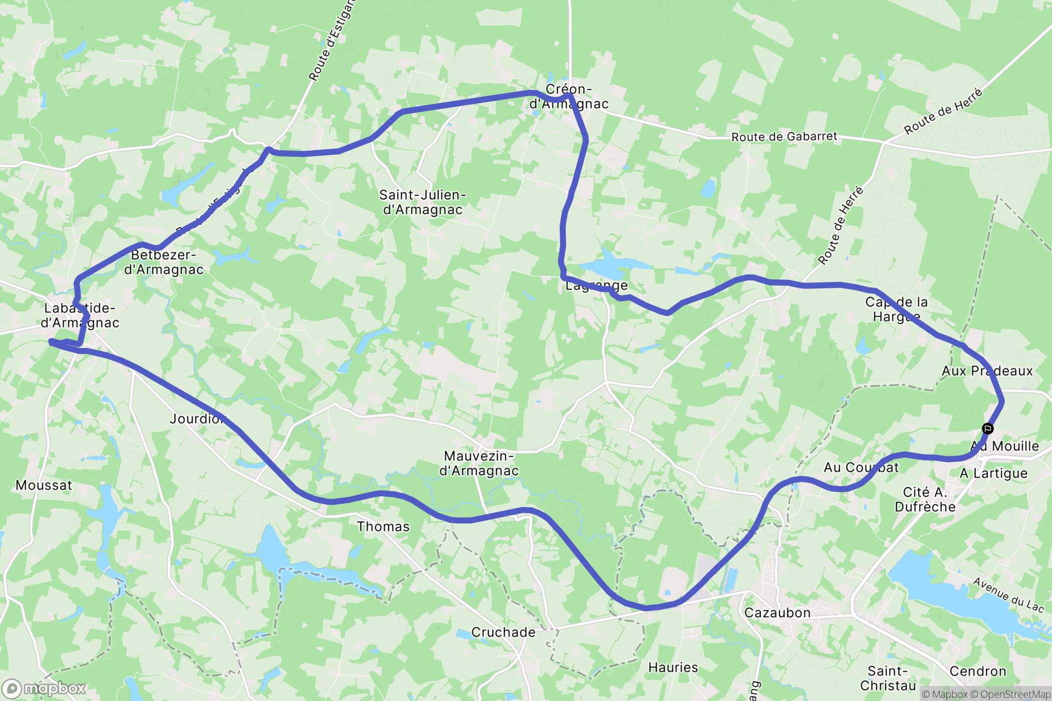 Cazaubon : carte du parcours de randonnée - France