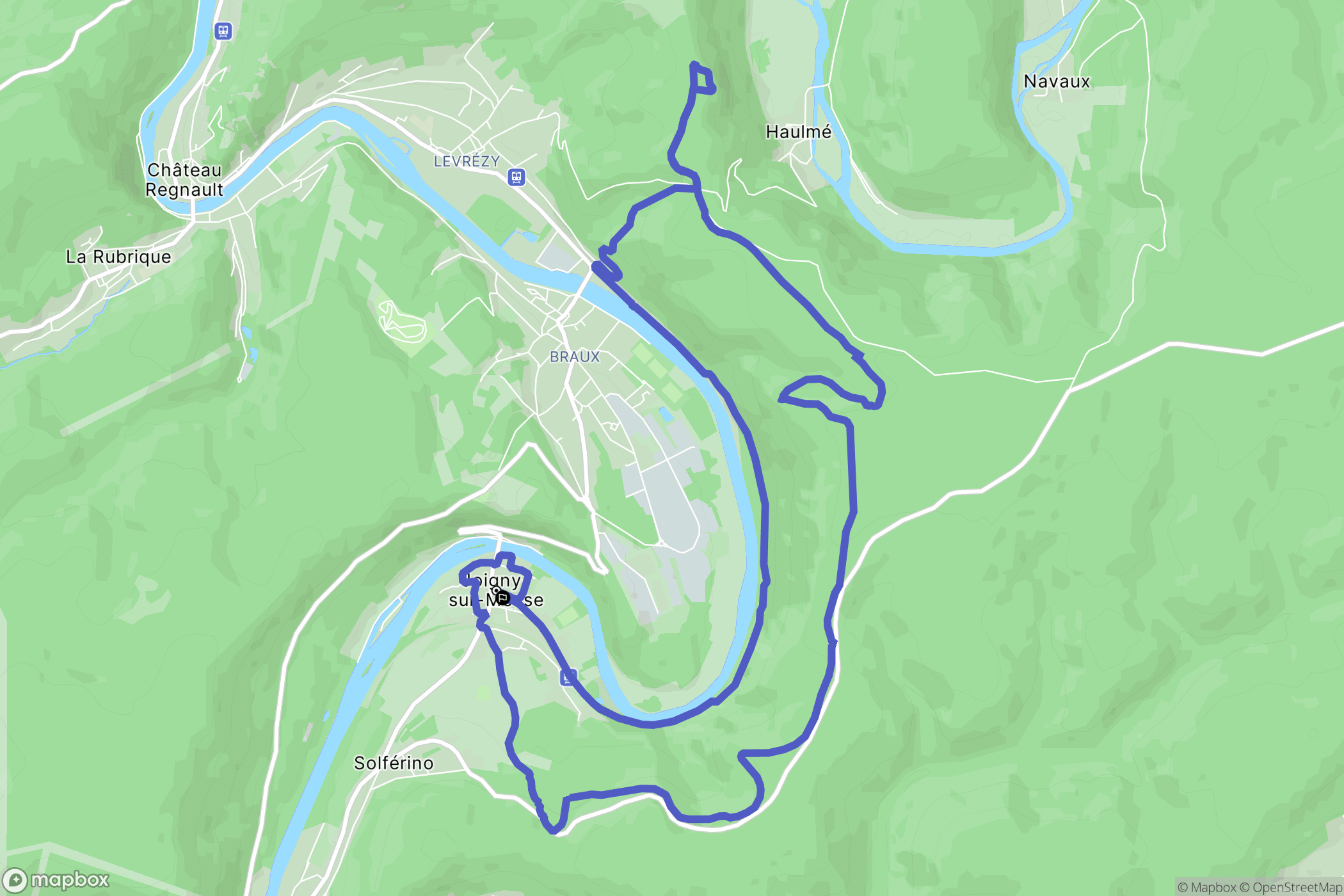 Joigny-sur-Meuse : carte du parcours de randonnée - France