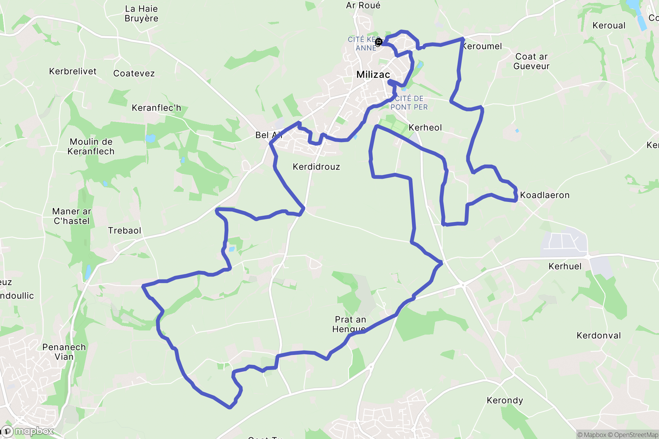 Milizac-Guipronvel : carte du parcours de randonnée - France