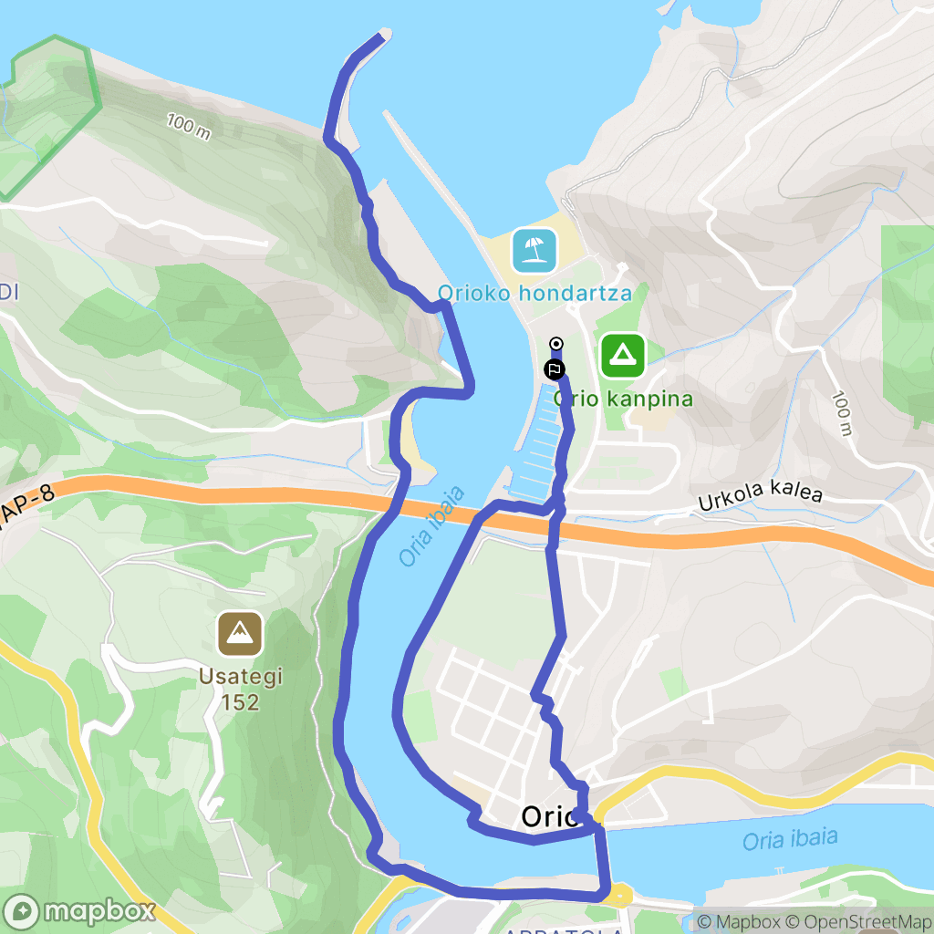Orio : carte du parcours de randonnée - Spain