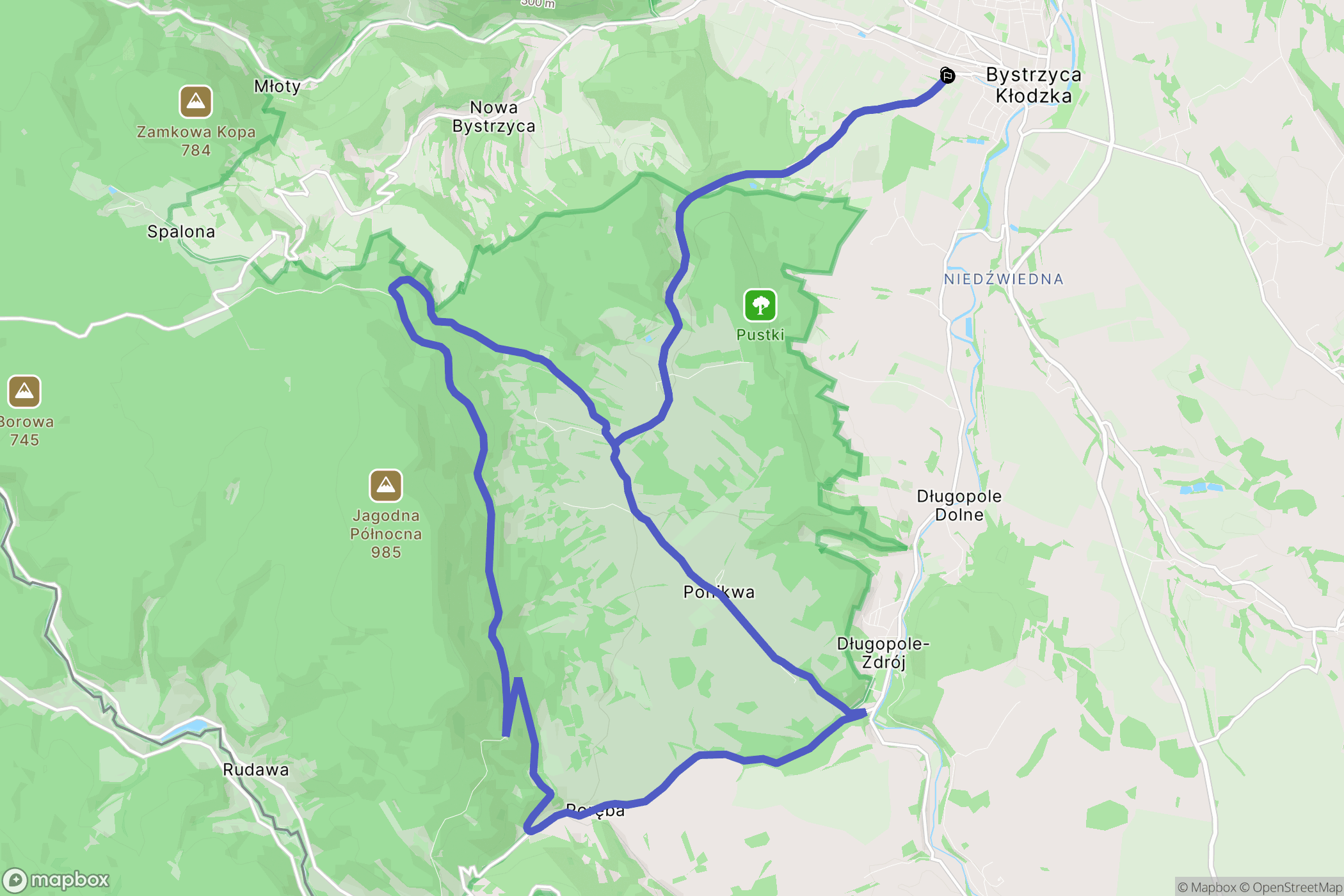 Bystrzyca Kłodzka: mapa trasy - Poland