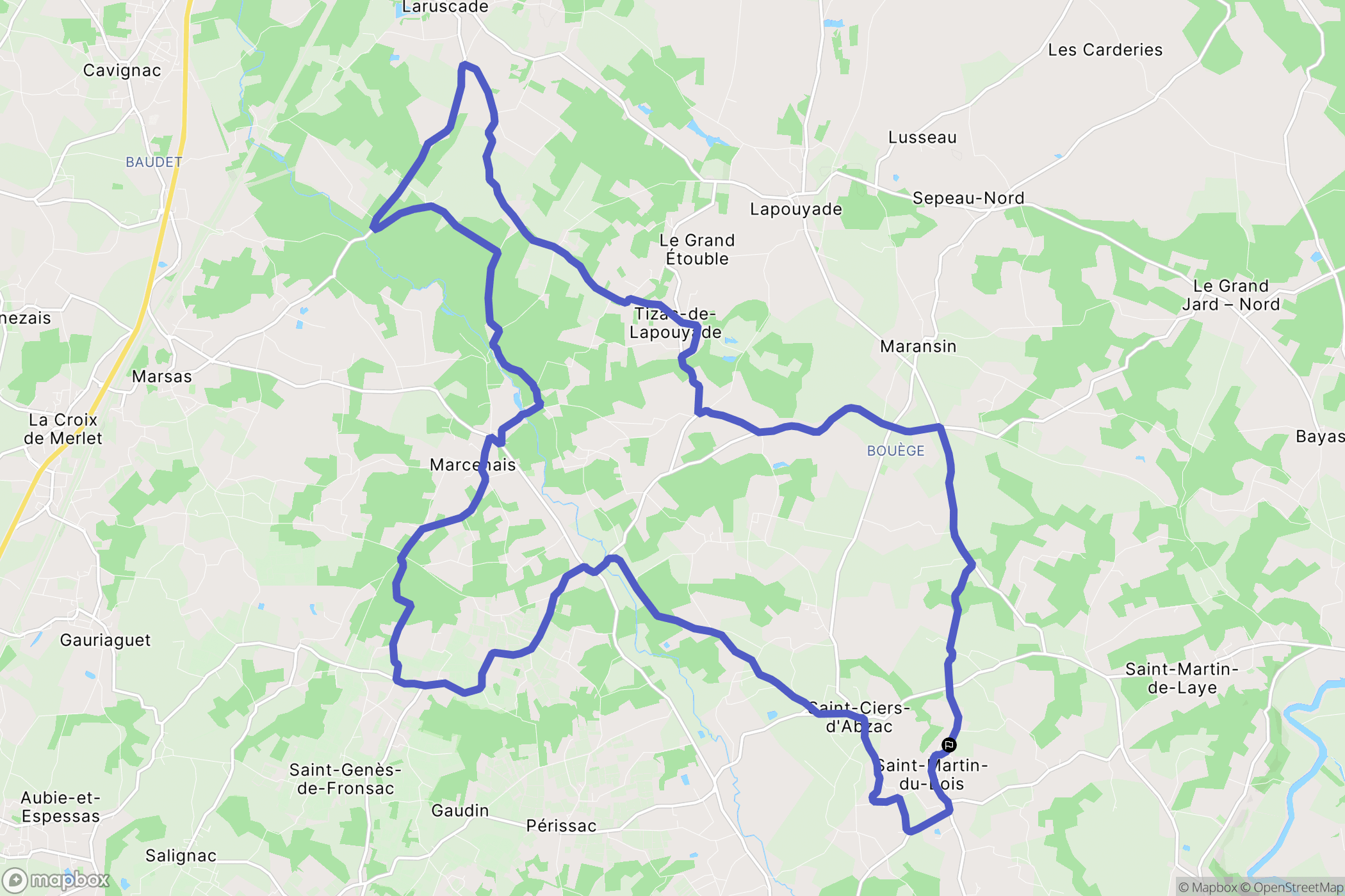 Saint-Martin-du-Bois : carte du parcours de randonnée - France