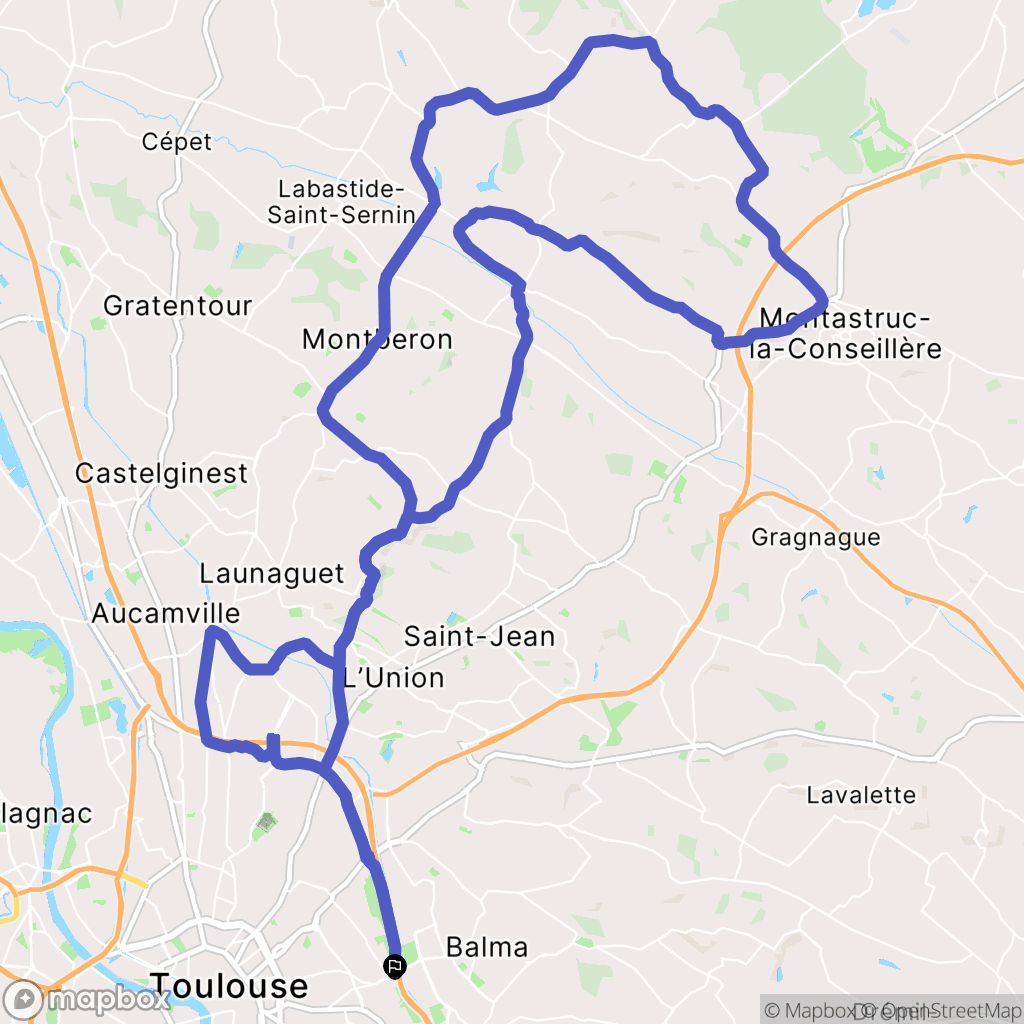 Toulouse : carte du parcours de randonnée - France