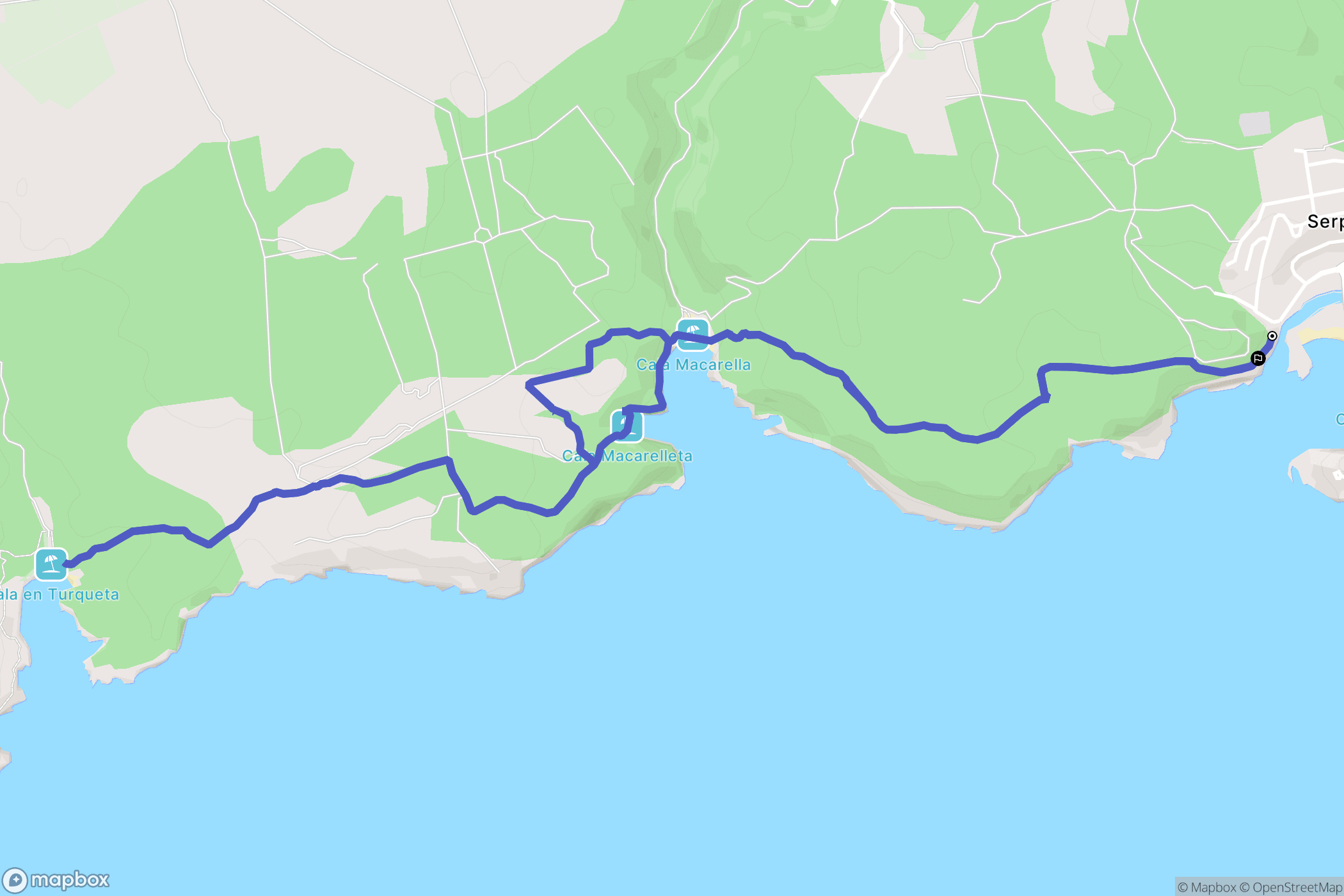 Serpentona : carte du parcours de randonnée - Spain