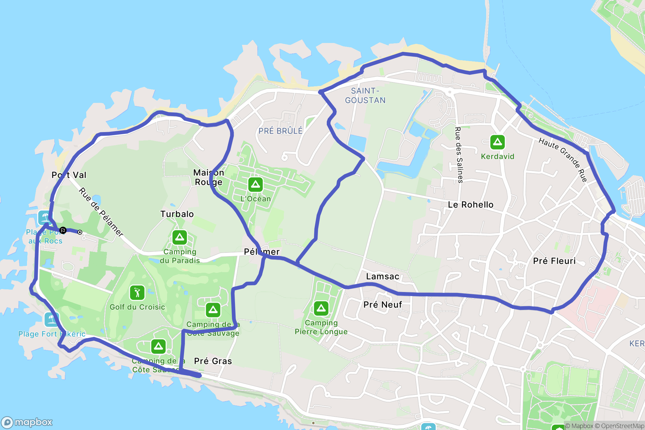 Le Croisic : carte du parcours de randonnée - France