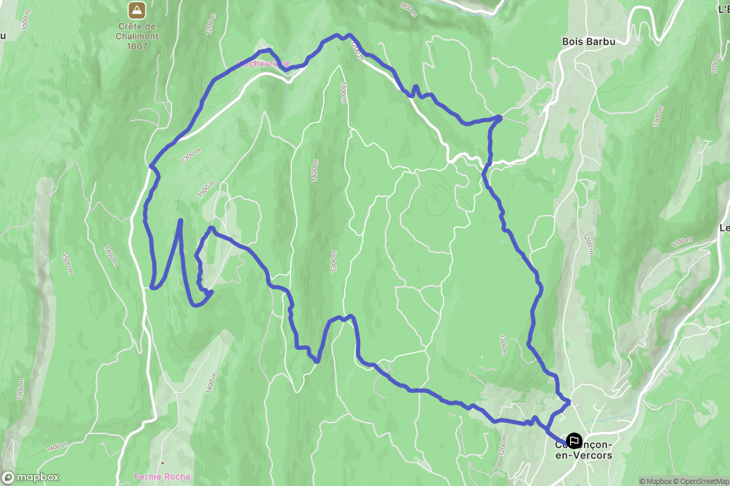 Corrençon-en-Vercors : carte du parcours de randonnée - France