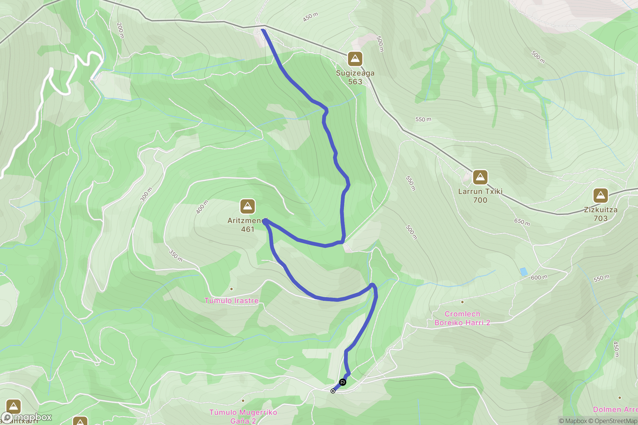 Kaule : carte du parcours de randonnée - Spain