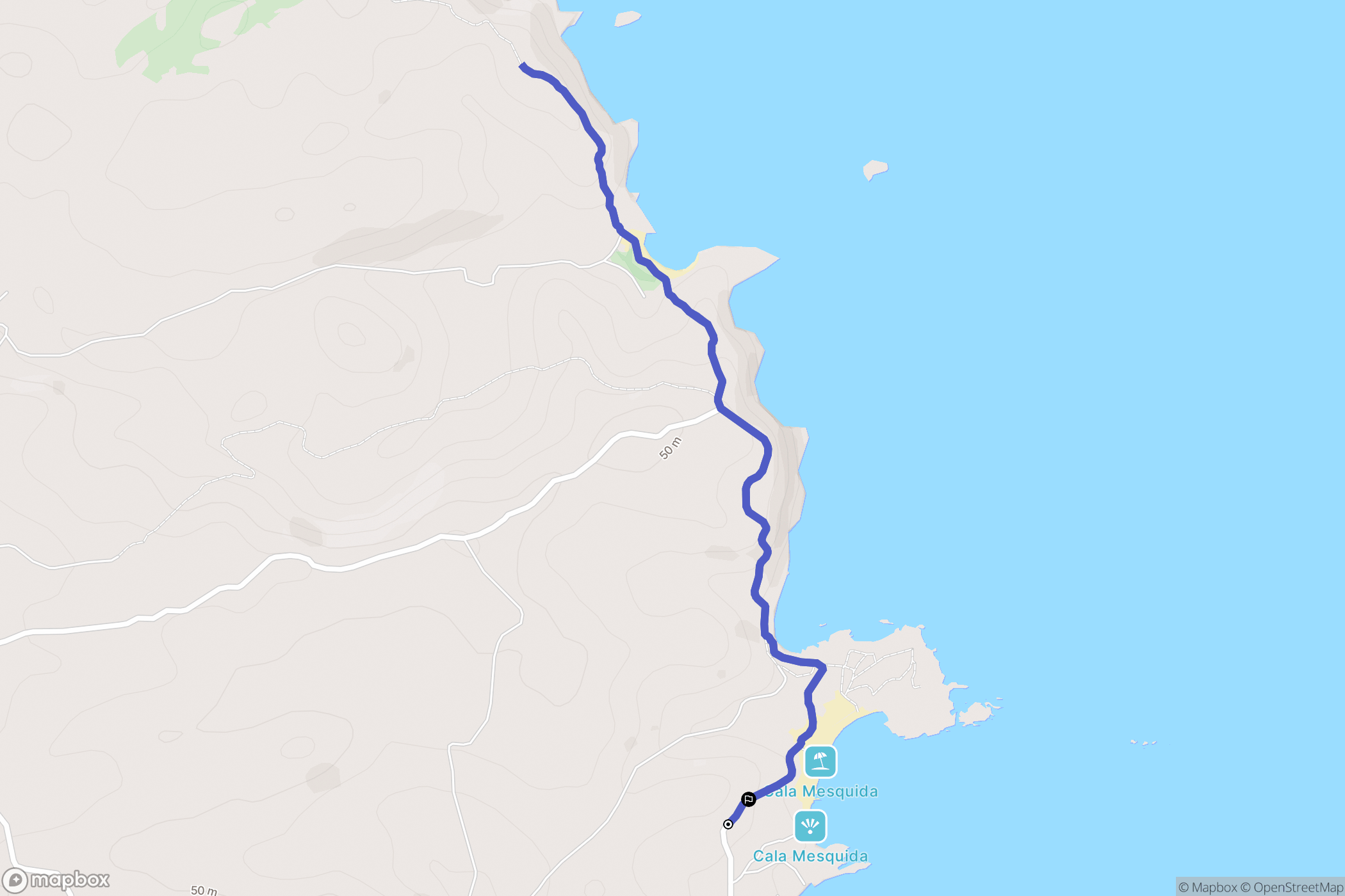 Maó : carte du parcours de randonnée - Spain