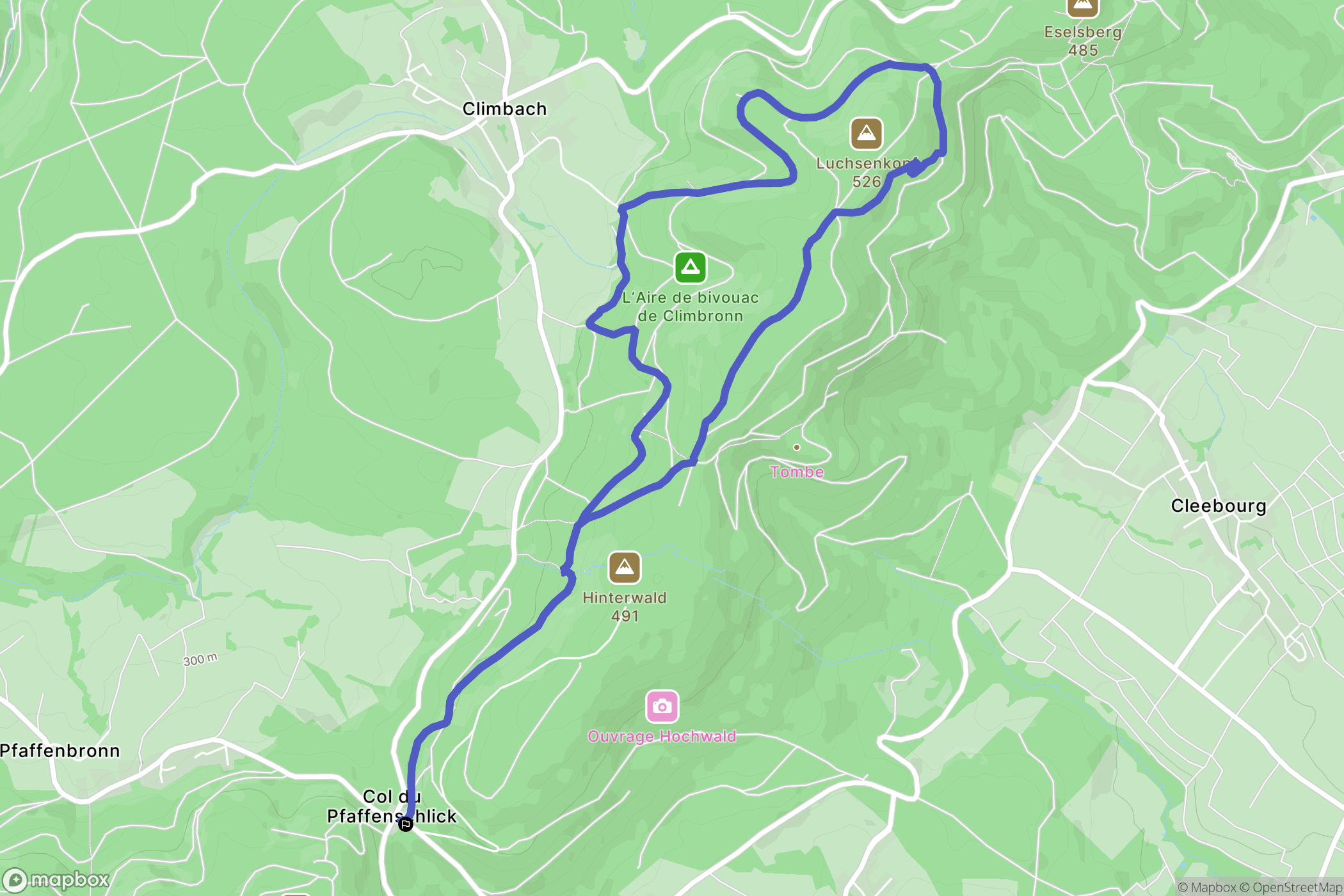 Climbach : carte du parcours de randonnée - France