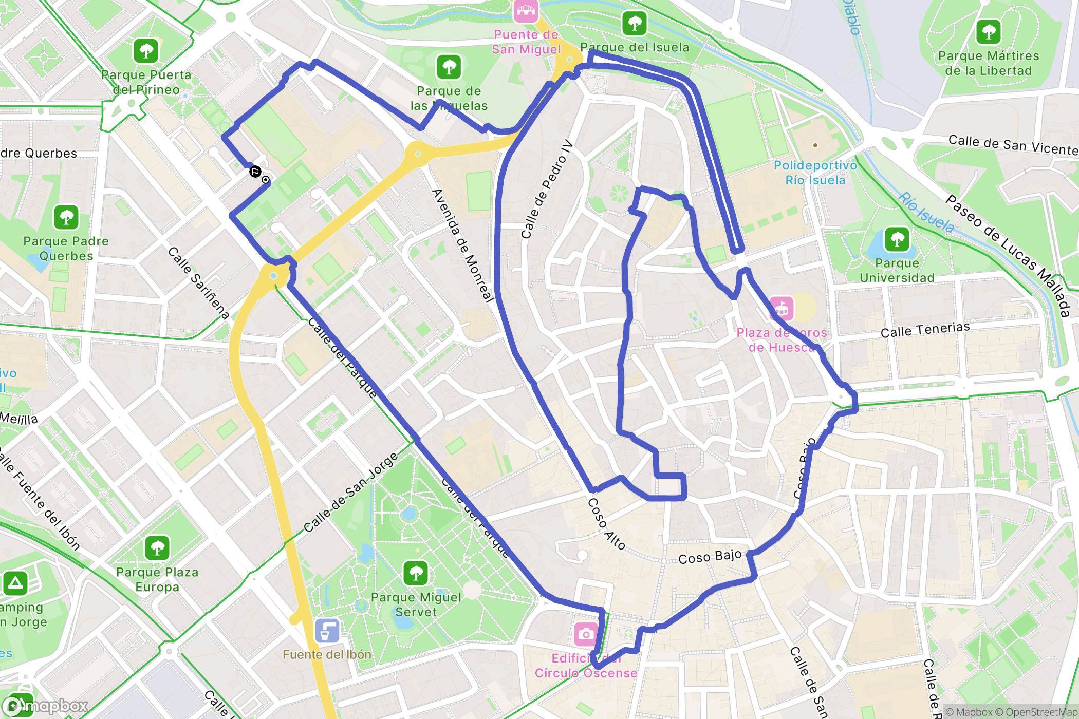 Huesca : carte du parcours de randonnée - Spain