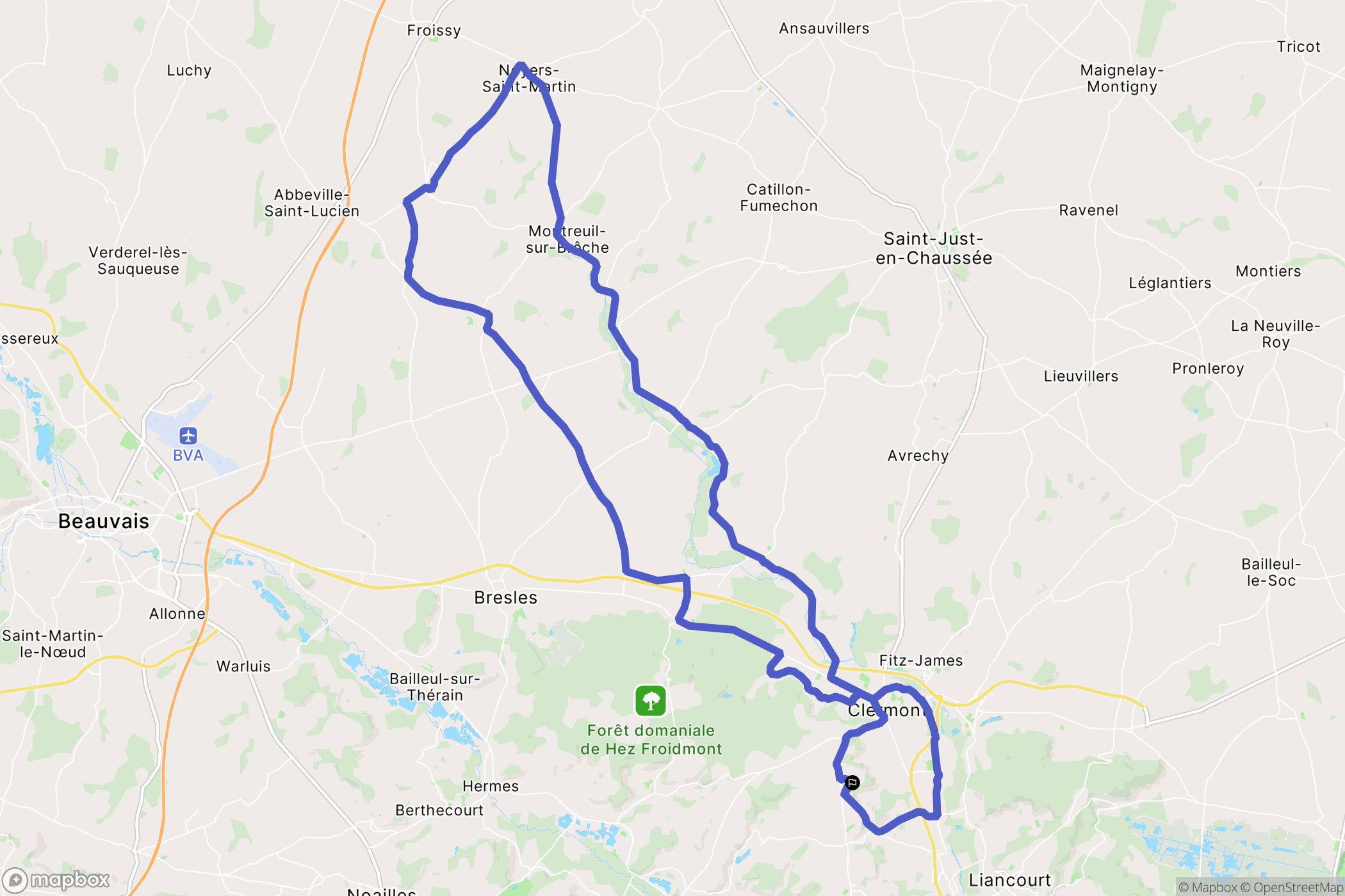 Neuilly-sous-Clermont : carte du parcours de randonnée - France