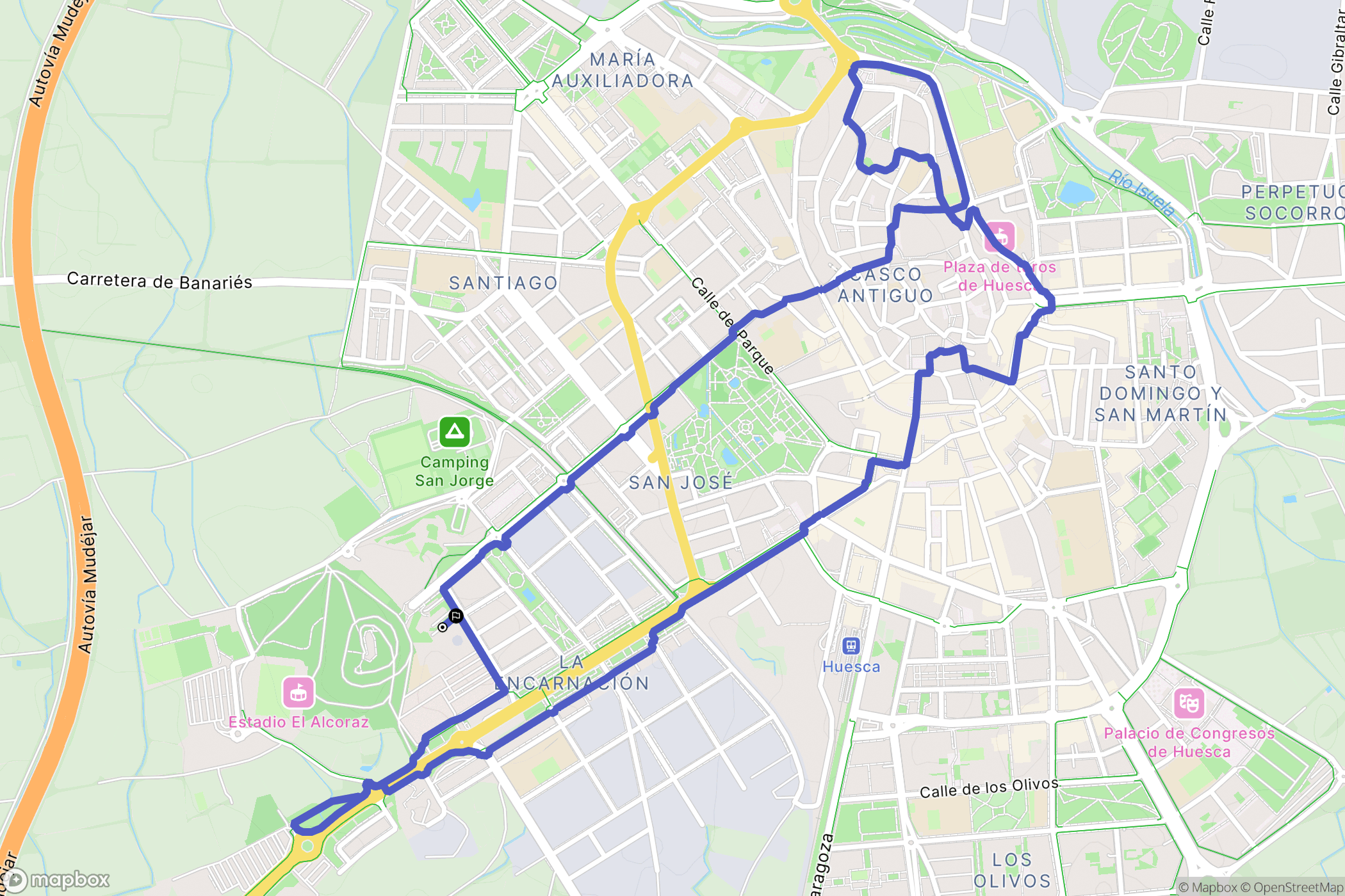 Huesca : carte du parcours de randonnée - Spain