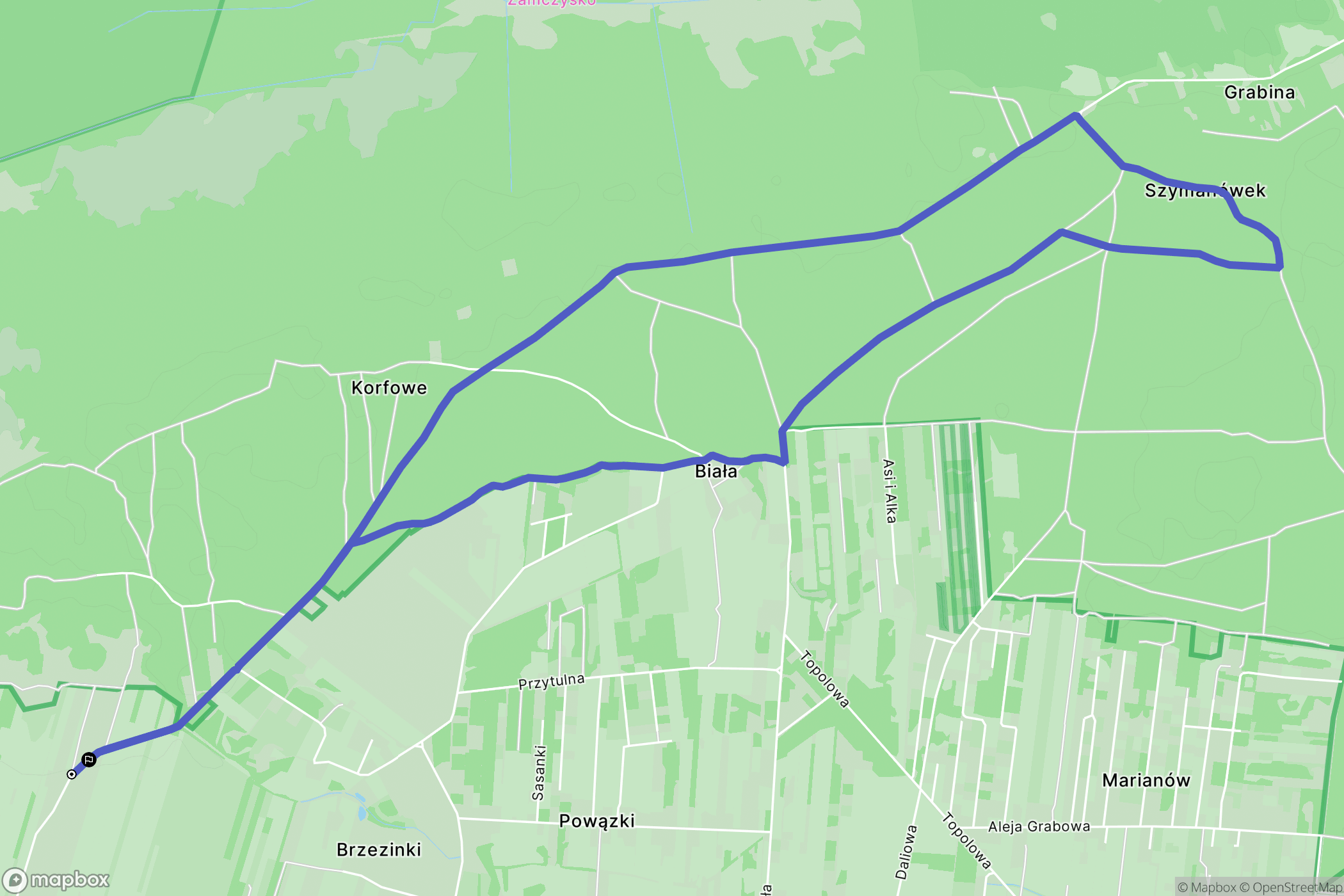 Wiejca: mapa trasy - Poland