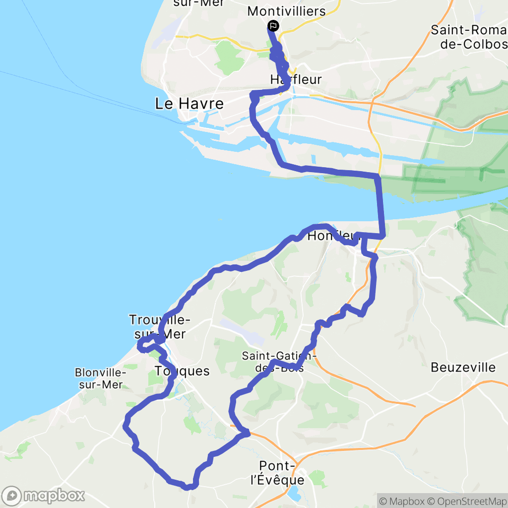Montivilliers : carte du parcours de randonnée - France