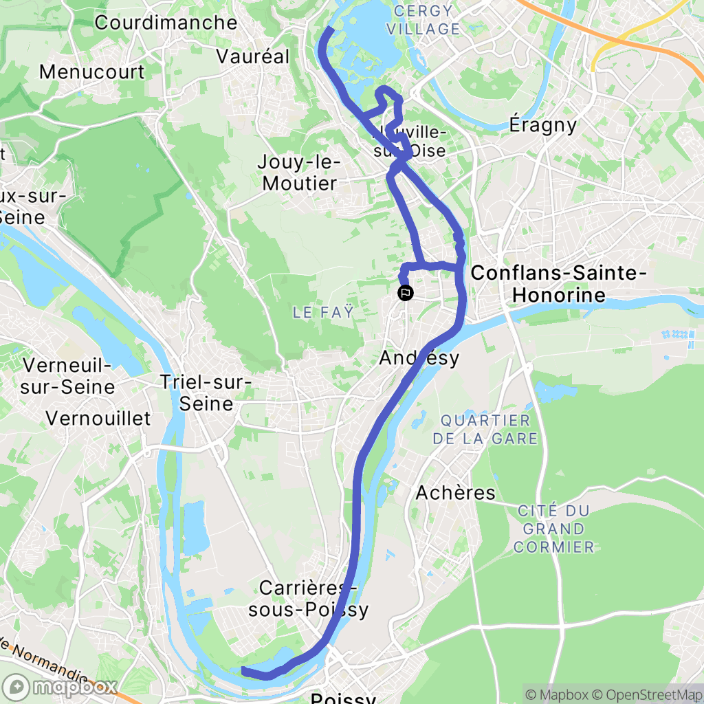 Andrésy : carte du parcours de randonnée - France
