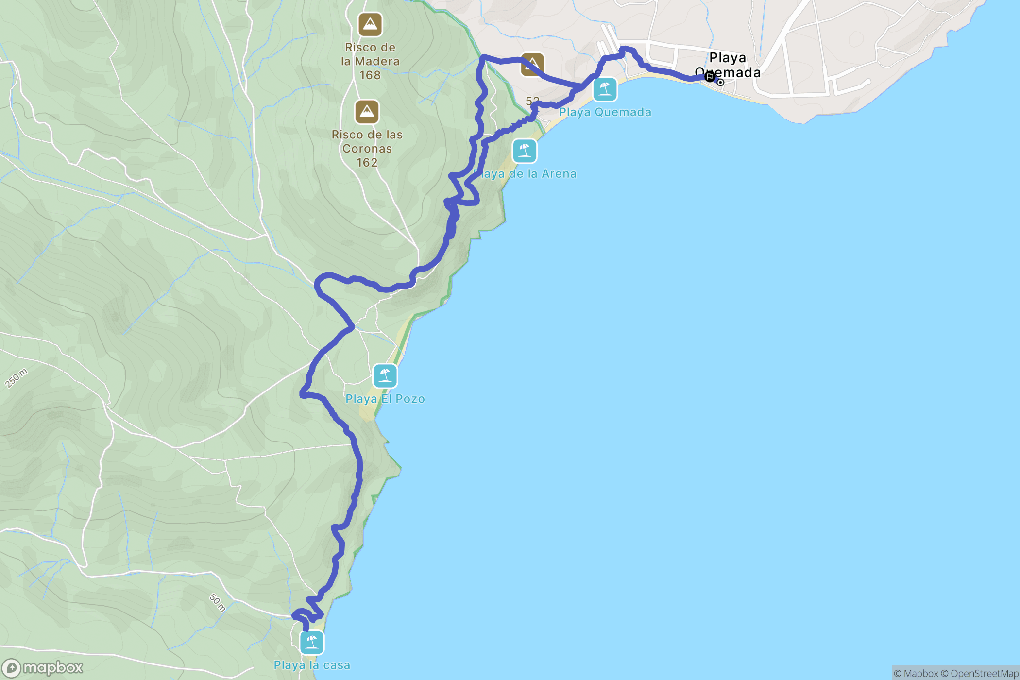 Playa Quemada : carte du parcours de randonnée - Spain