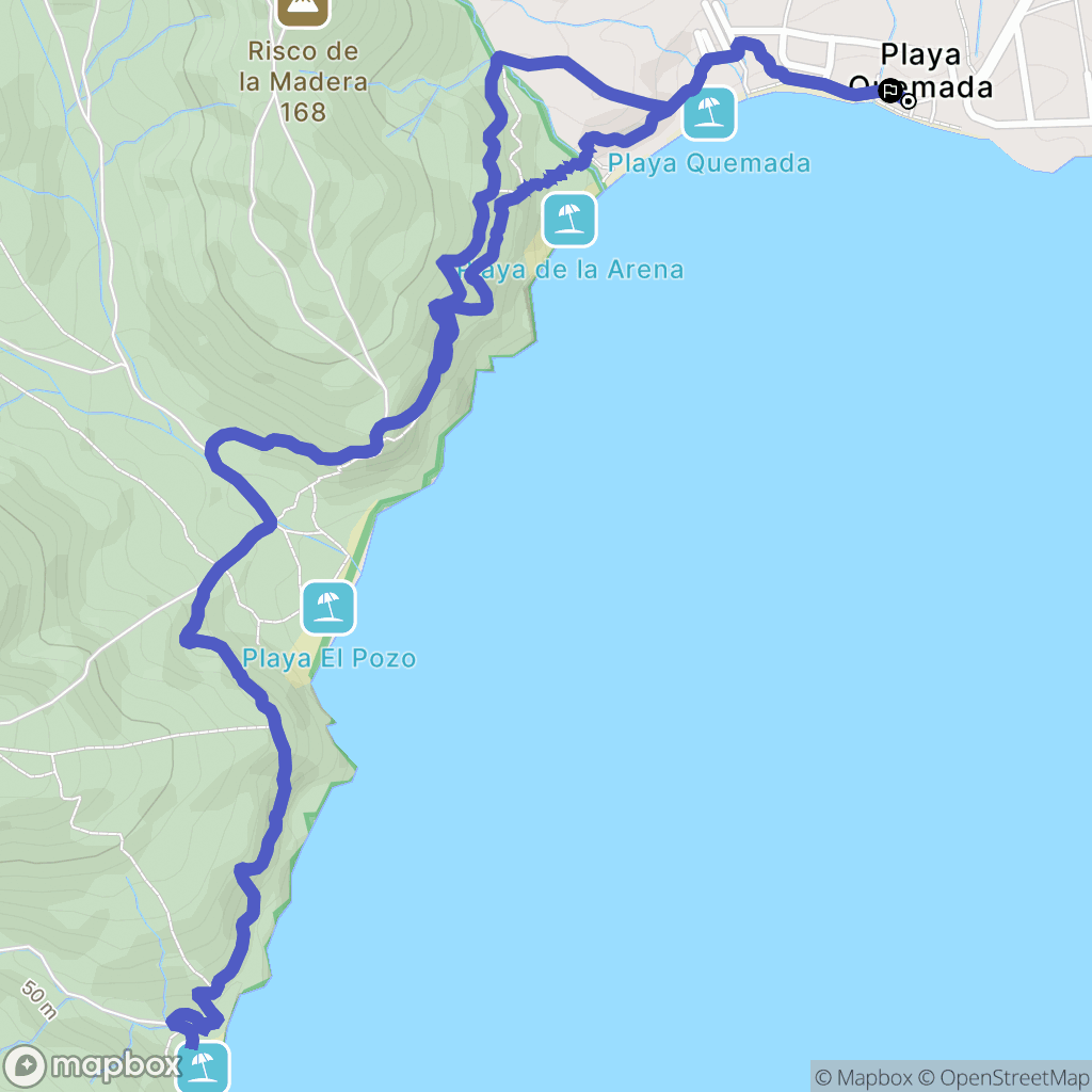 Playa Quemada : carte du parcours de randonnée - Spain