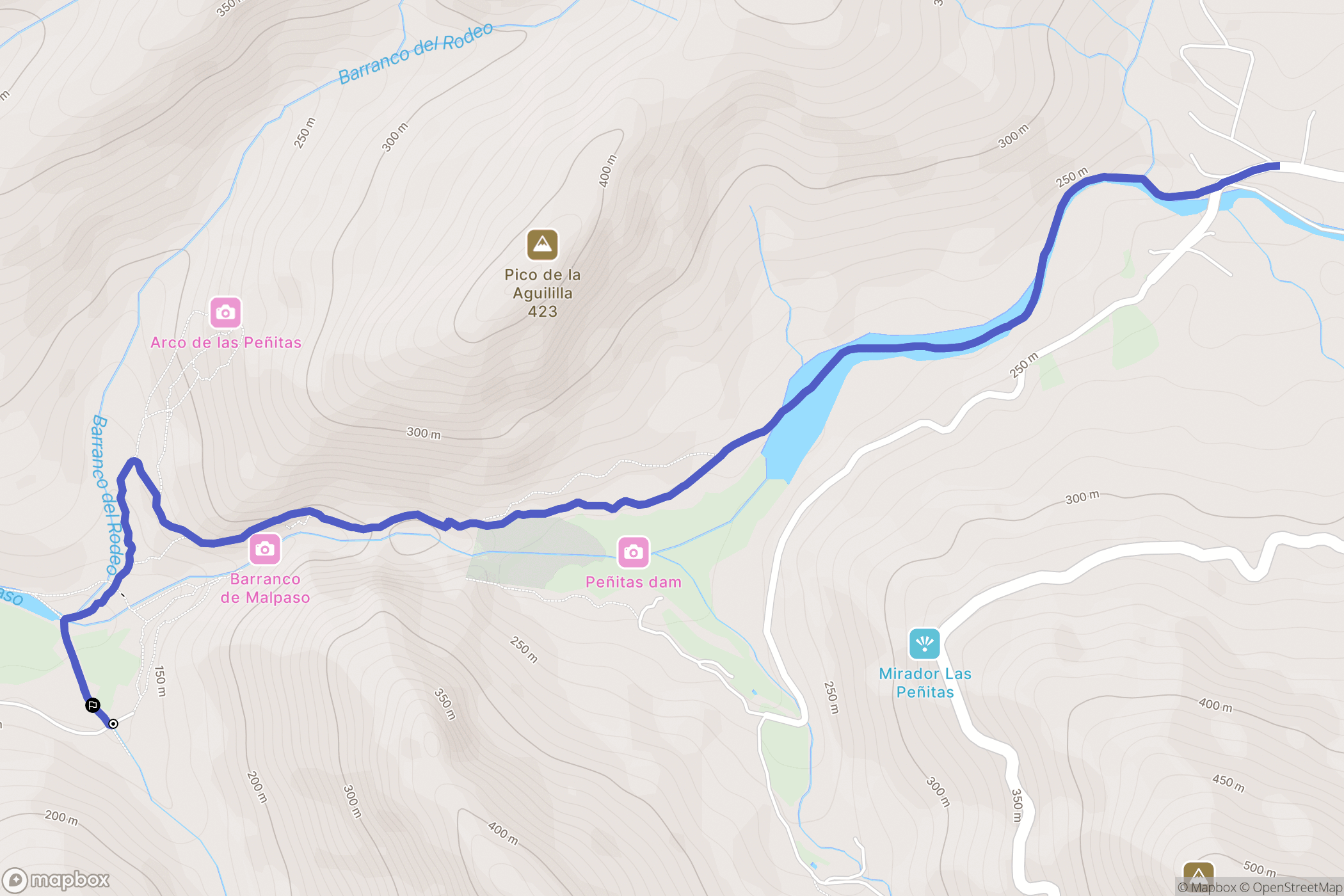 Pájara : carte du parcours de randonnée - Spain