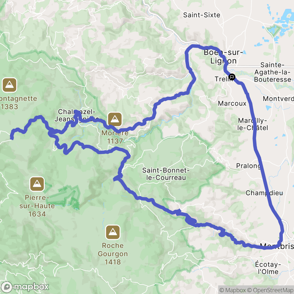 Trelins : carte du parcours de randonnée - France