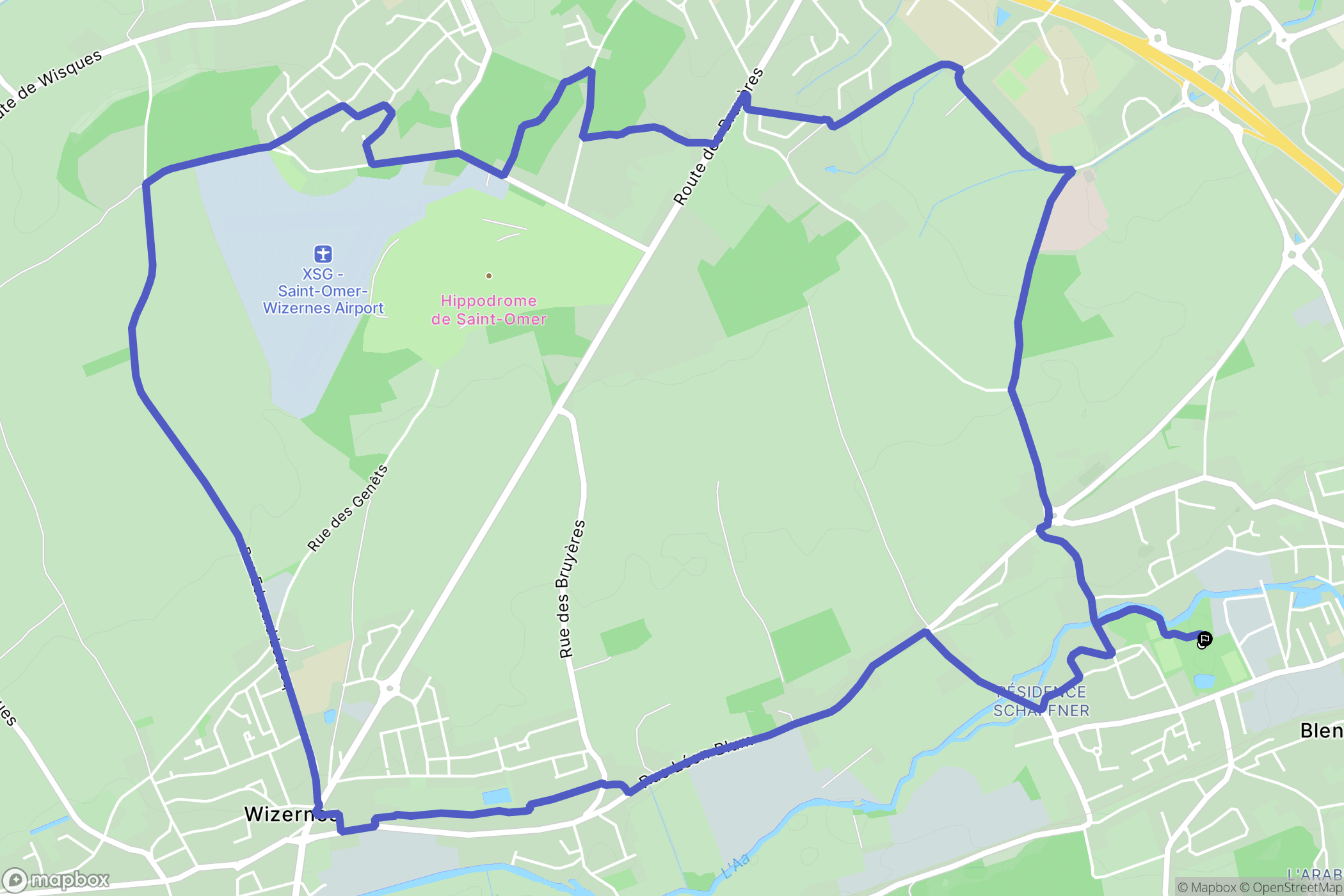 Blendecques : carte du parcours de randonnée - France