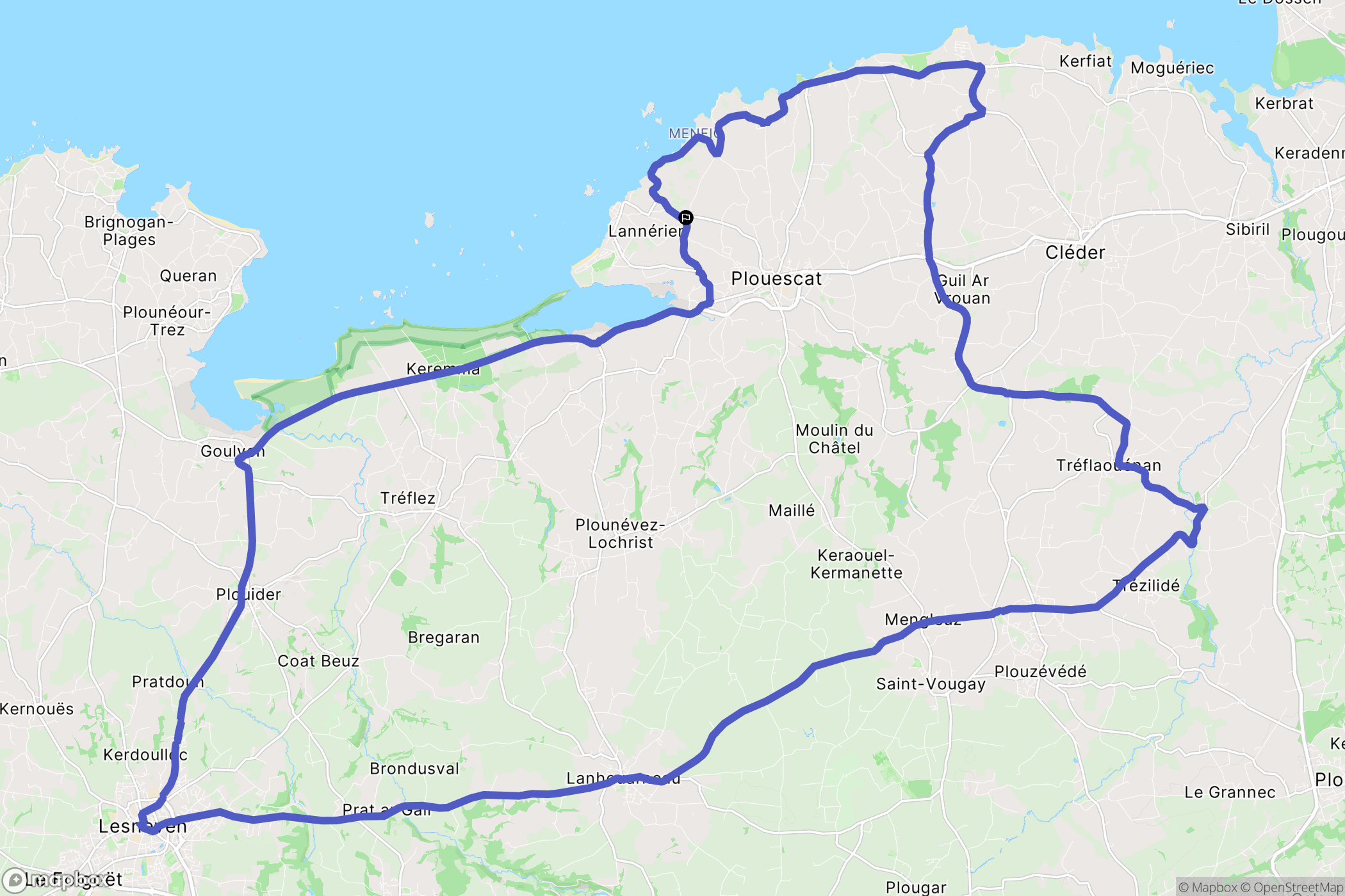 Plouescat : carte du parcours de randonnée - France