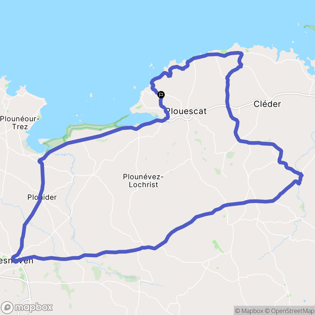 Plouescat : carte du parcours de randonnée - France
