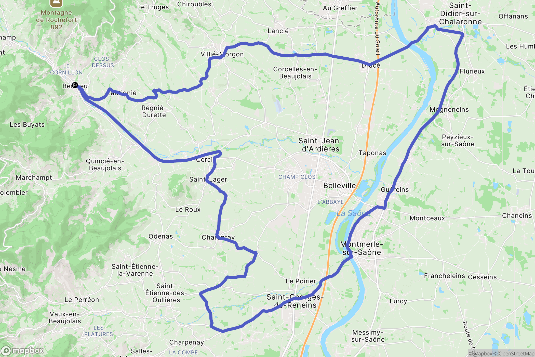 Beaujeu : carte du parcours de randonnée - France
