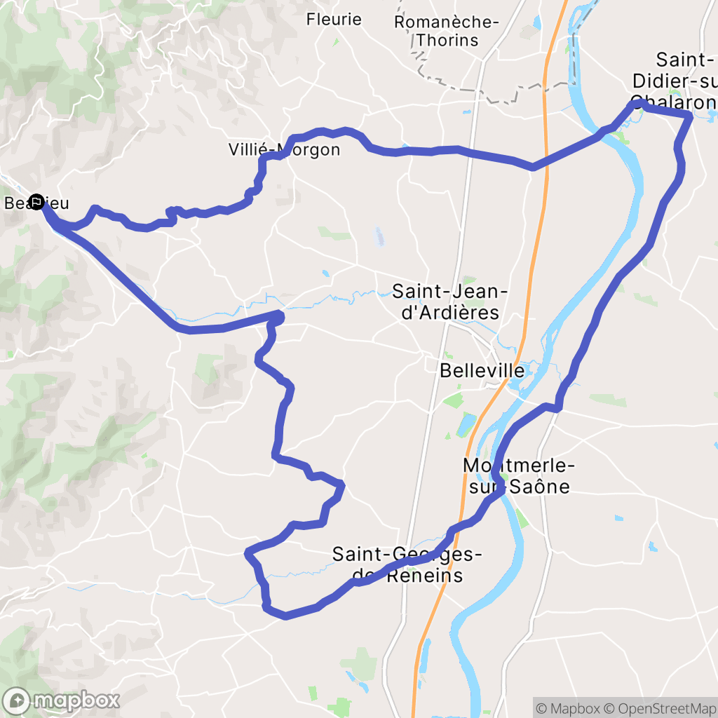 Beaujeu : carte du parcours de randonnée - France