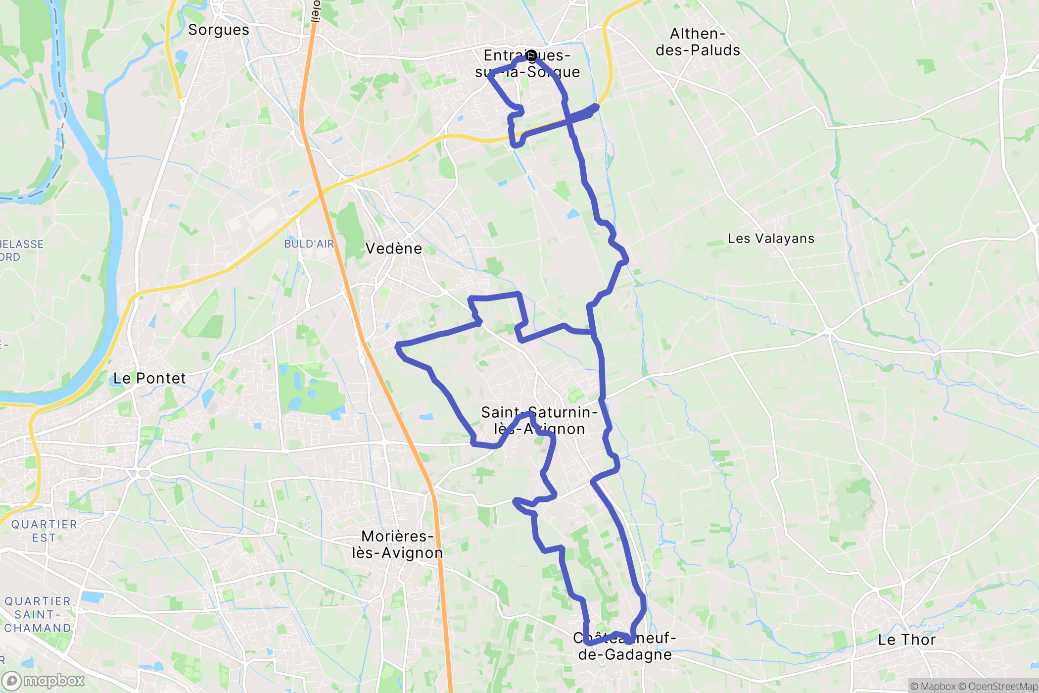 Entraigues-sur-la-Sorgue : carte du parcours de randonnée - France