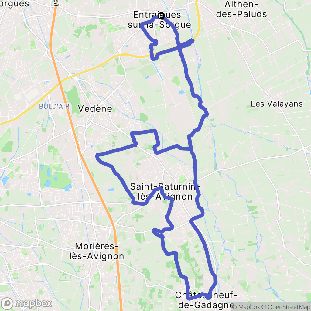 Entraigues-sur-la-Sorgue : carte du parcours de randonnée - France