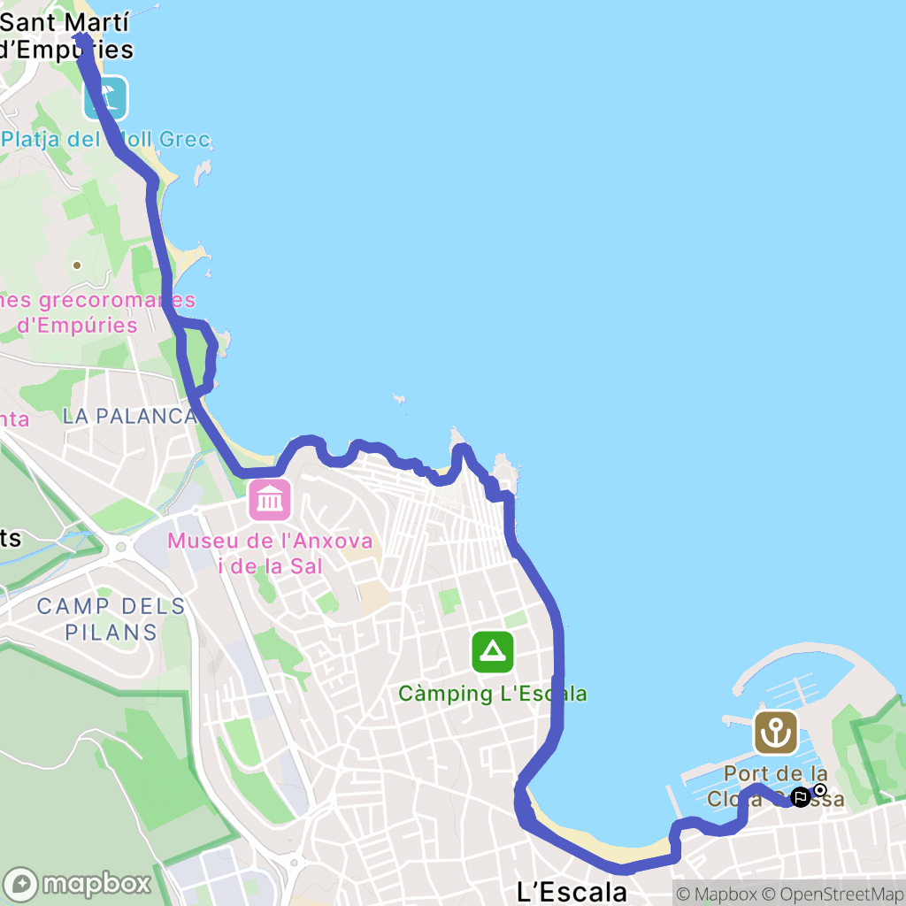 L'Escala : carte du parcours de randonnée - Spain