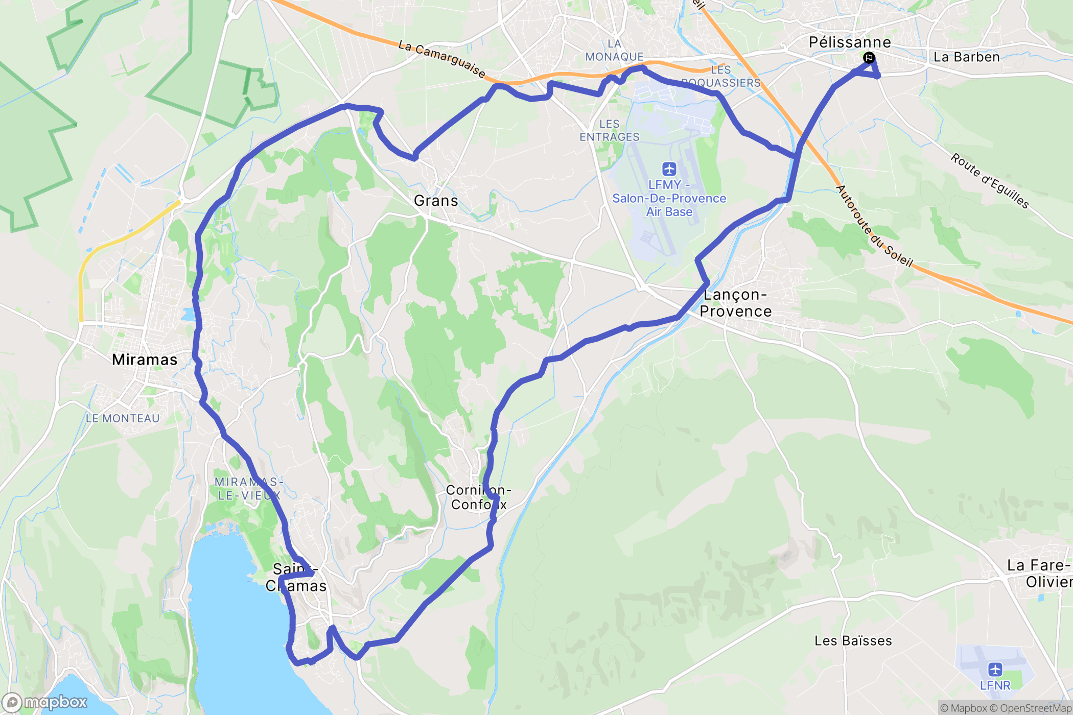 Pélissanne : carte du parcours de randonnée - France