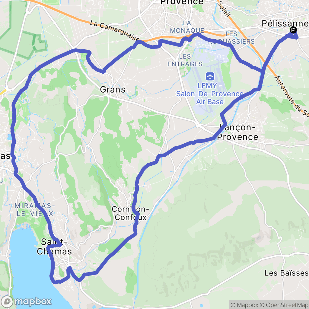 Pélissanne : carte du parcours de randonnée - France