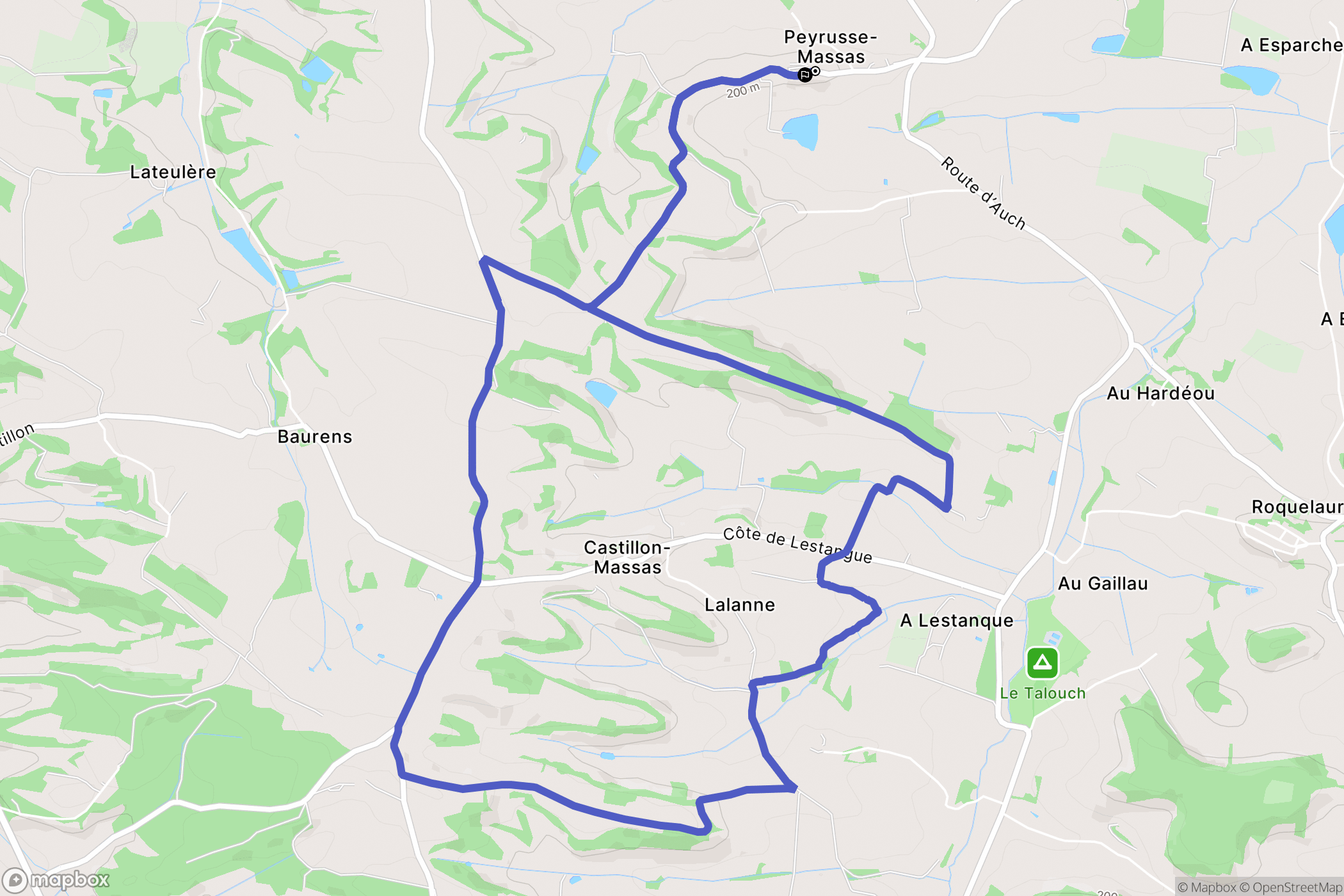 Peyrusse-Massas : carte du parcours de randonnée - France