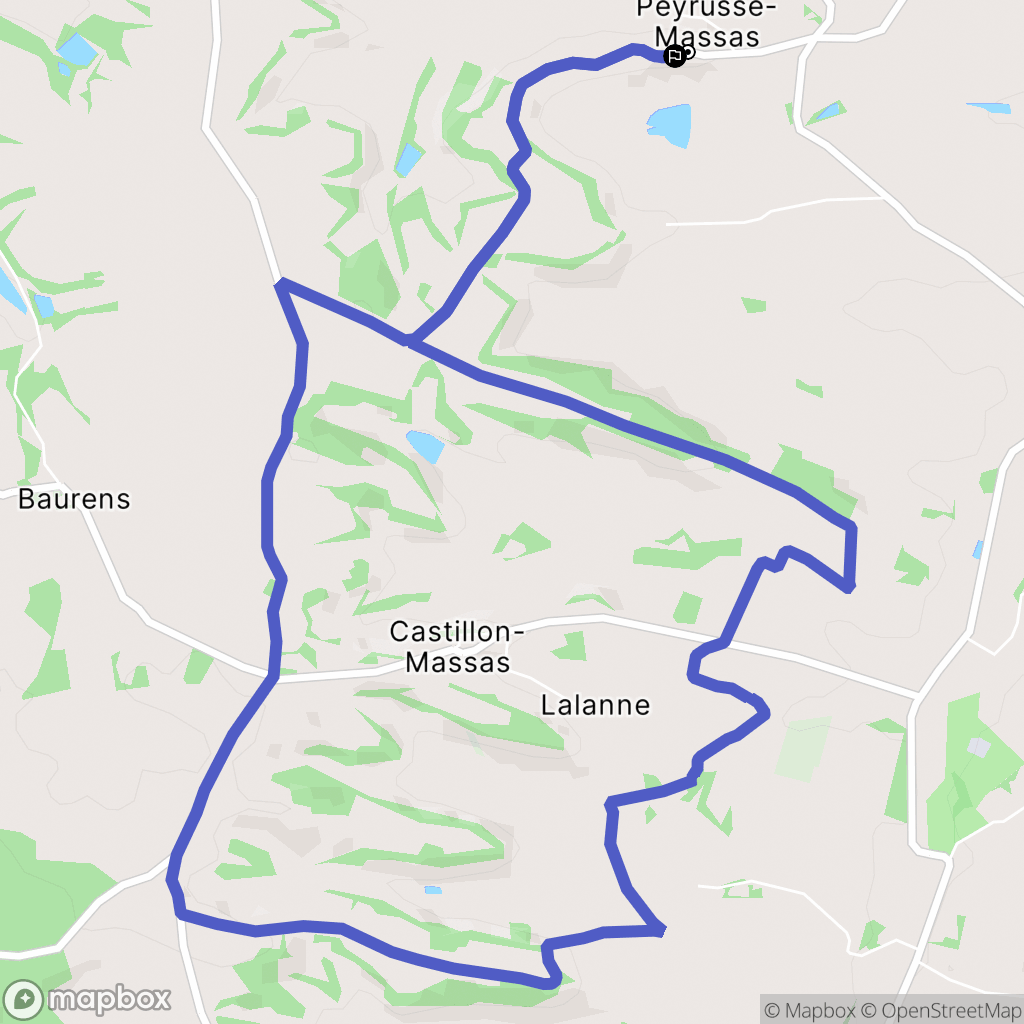 Peyrusse-Massas : carte du parcours de randonnée - France