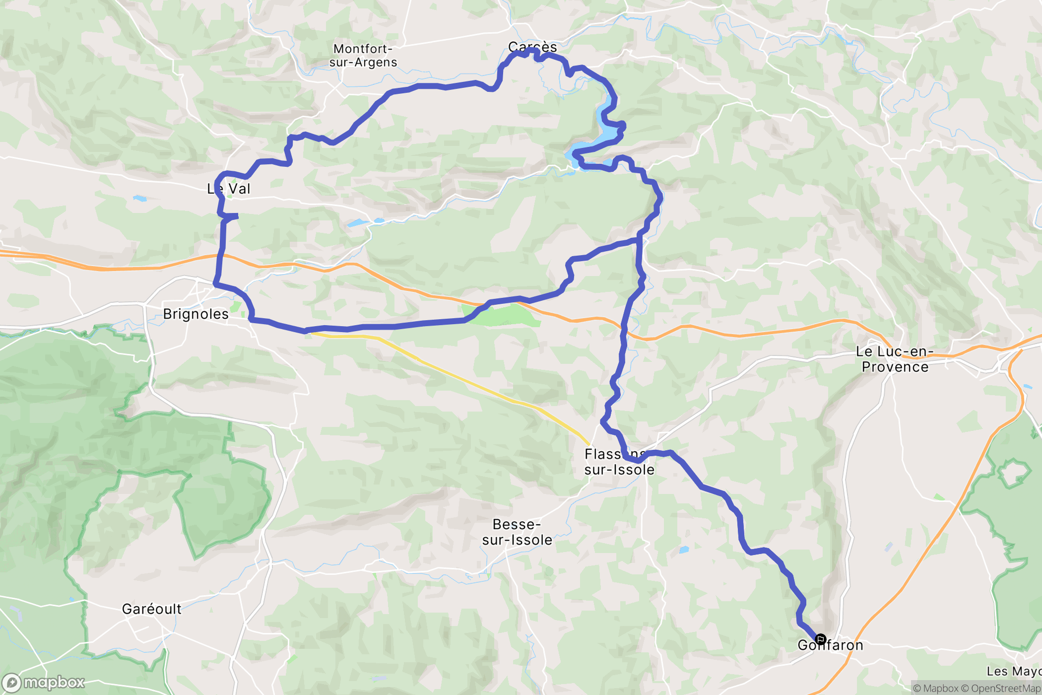 Gonfaron : carte du parcours de randonnée - France