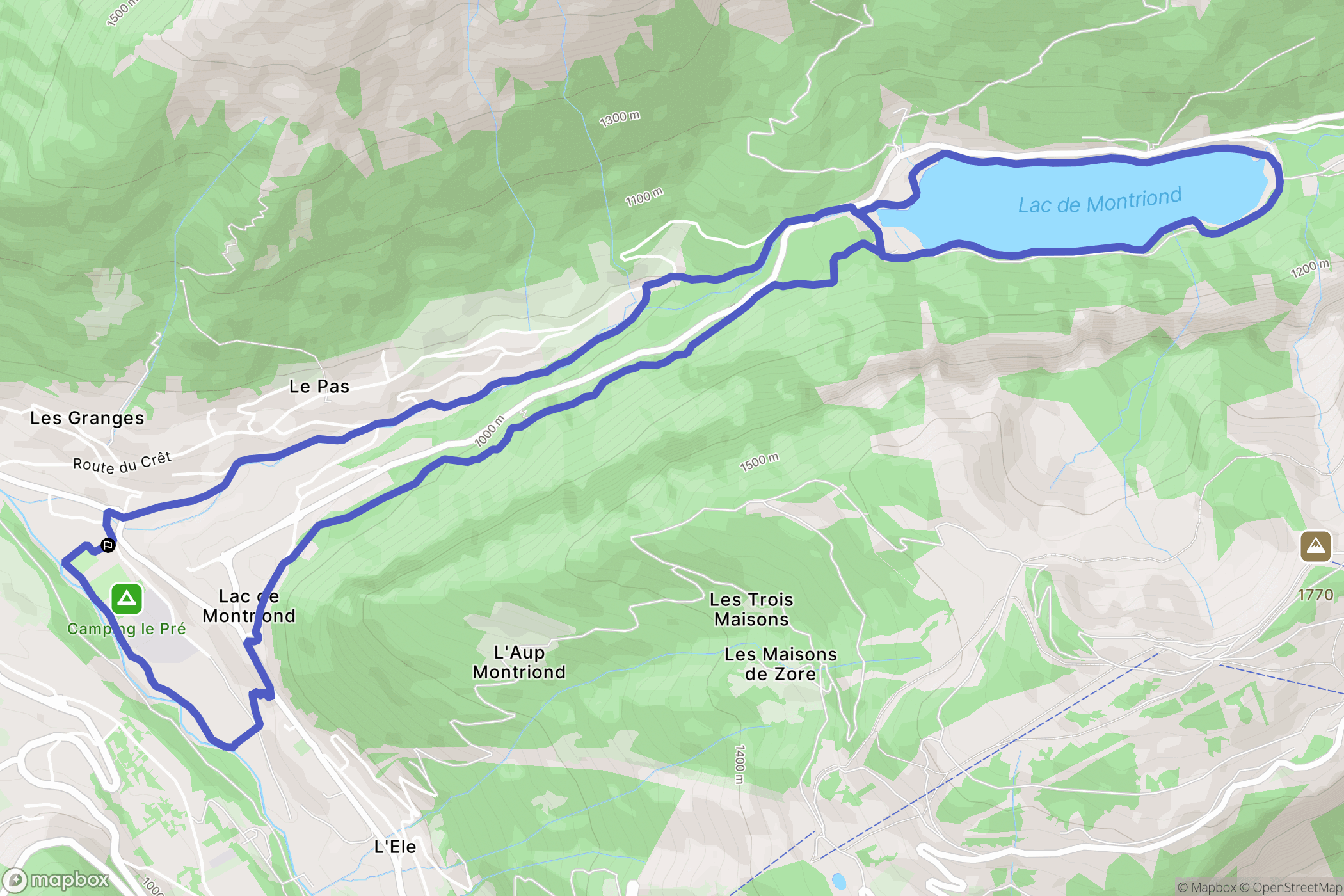 Montriond : carte du parcours de randonnée - France