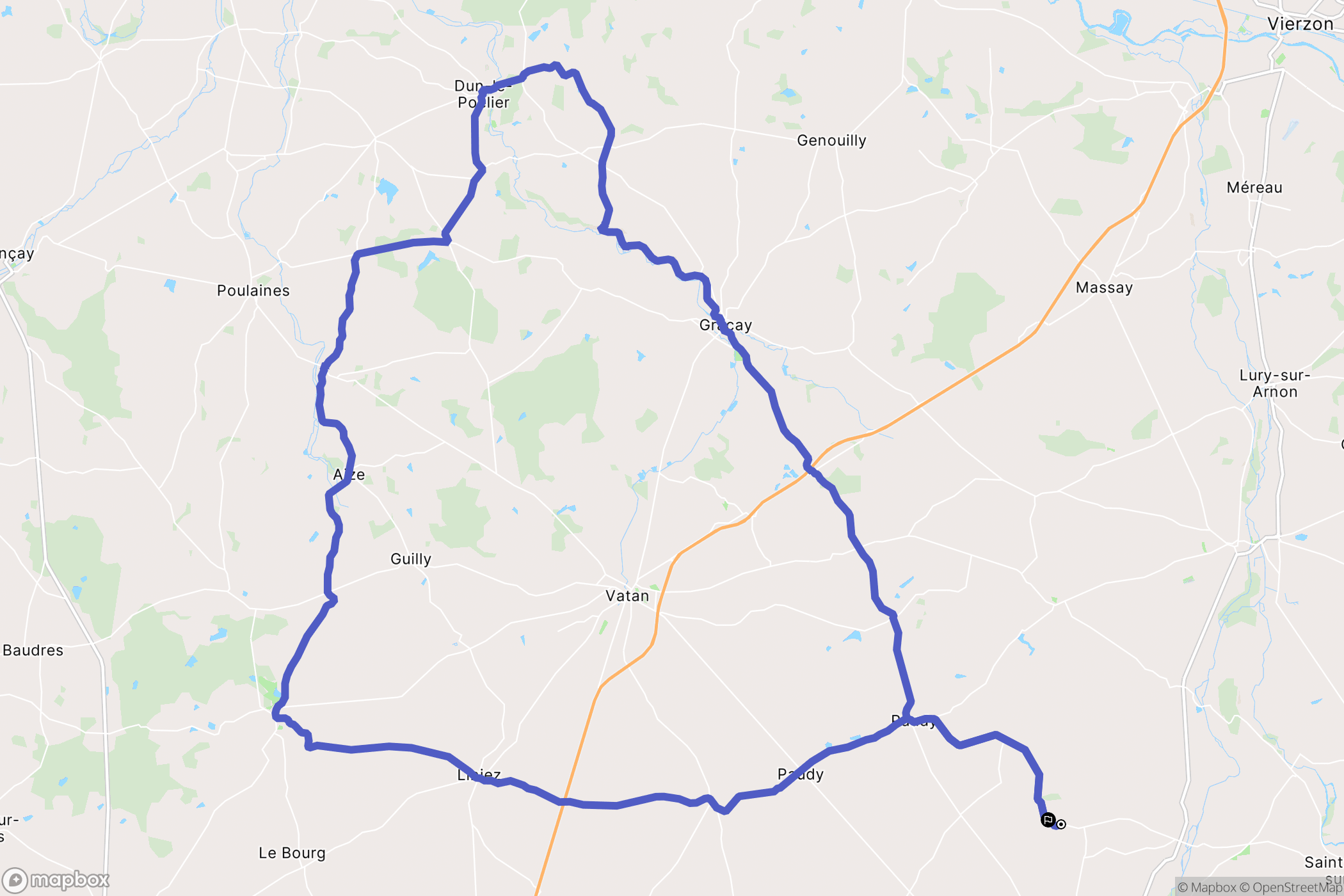 Sainte-Lizaigne : carte du parcours de randonnée - France