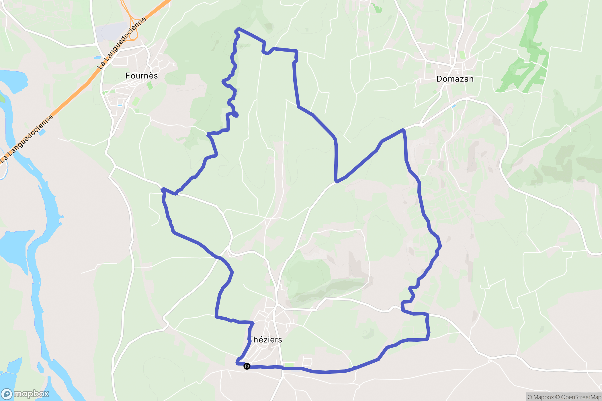 Théziers : carte du parcours de randonnée - France