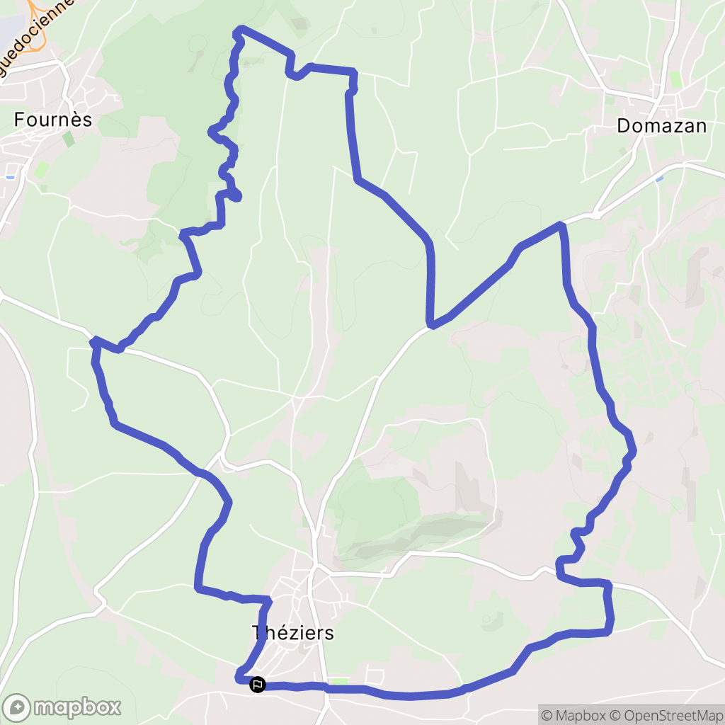 Théziers : carte du parcours de randonnée - France