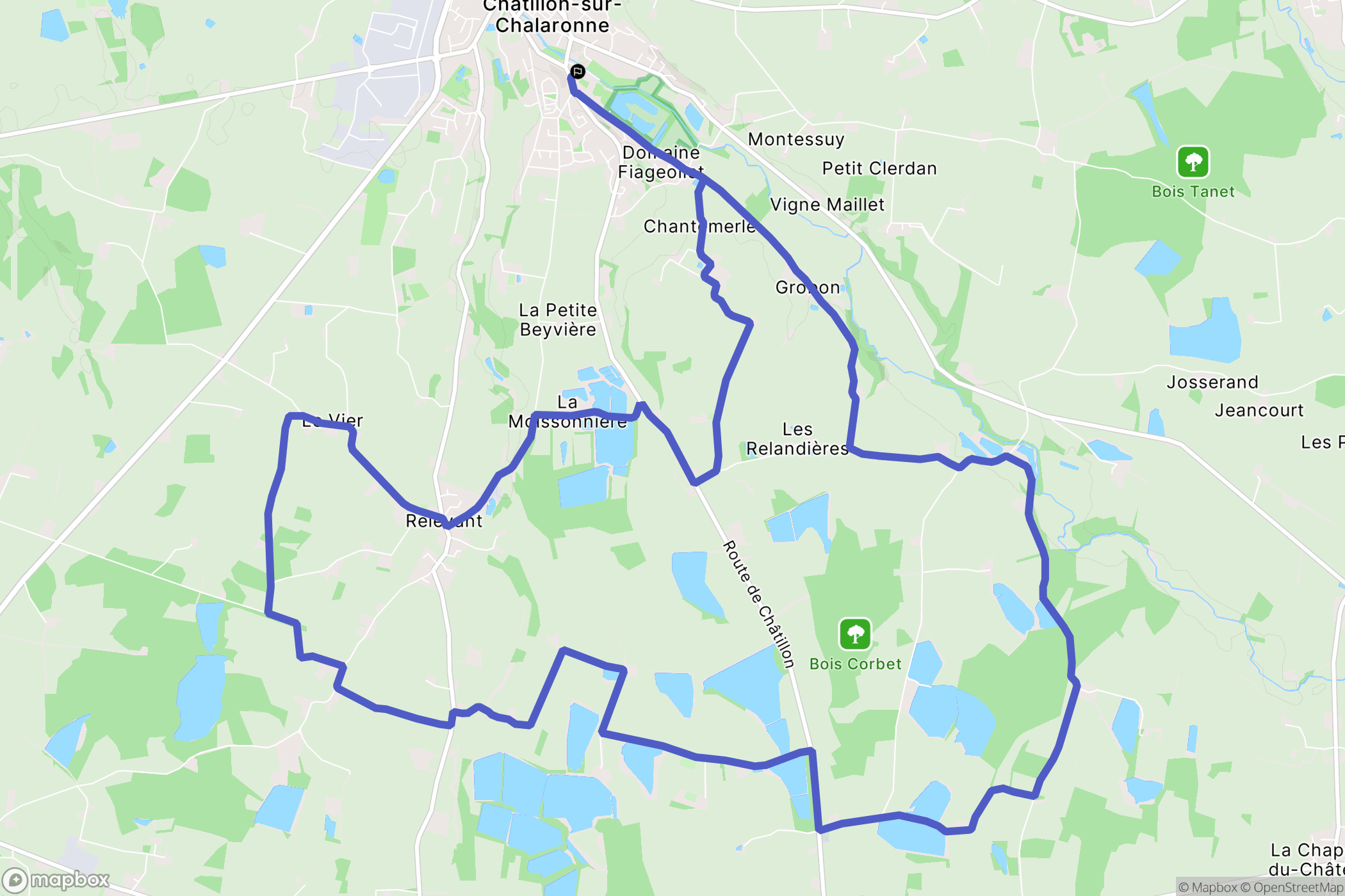 Châtillon-sur-Chalaronne : carte du parcours de randonnée - France