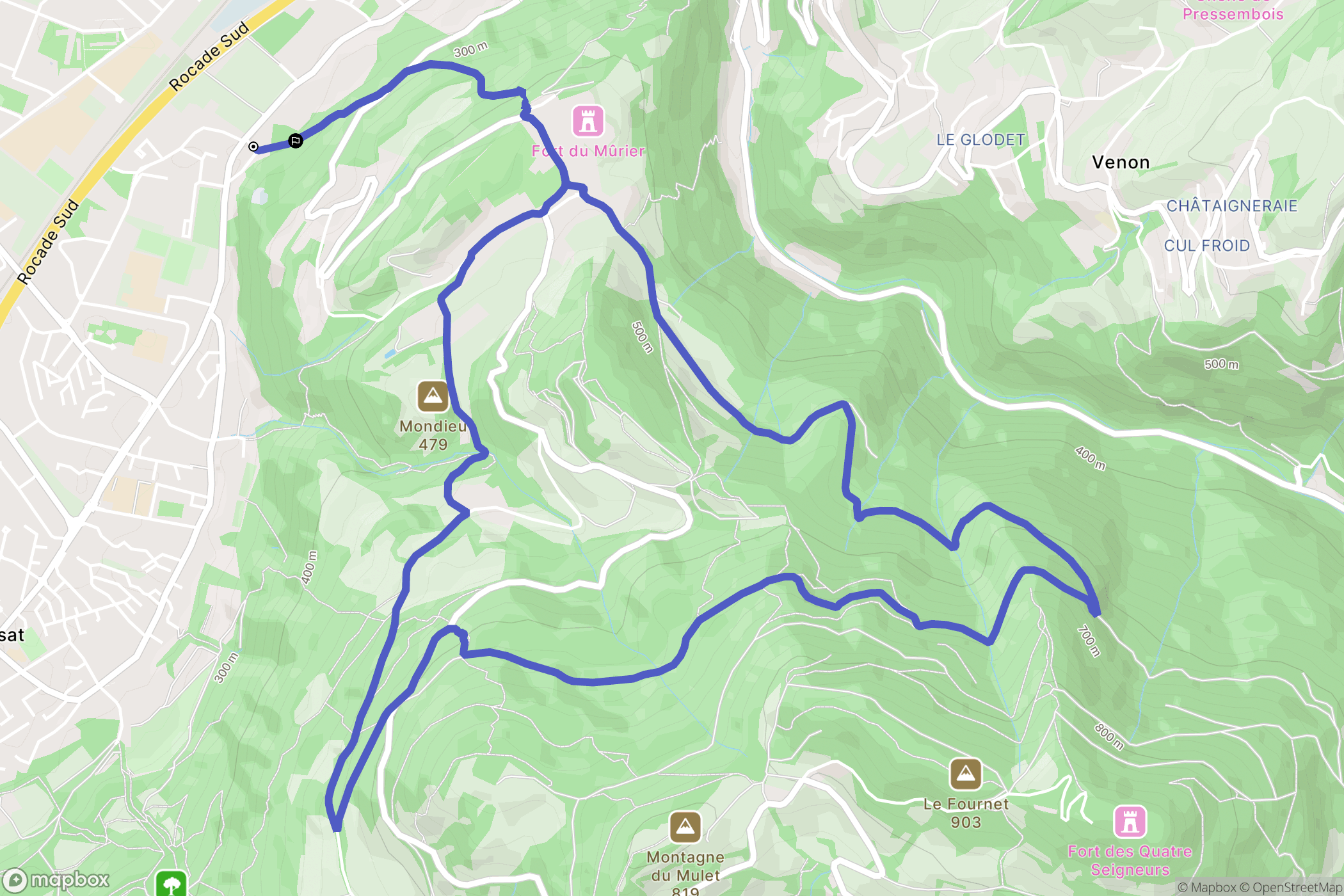 Saint-Martin-d'Hères : carte du parcours de randonnée - France