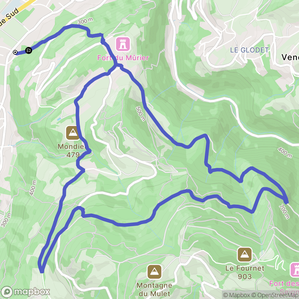 Saint-Martin-d'Hères : carte du parcours de randonnée - France