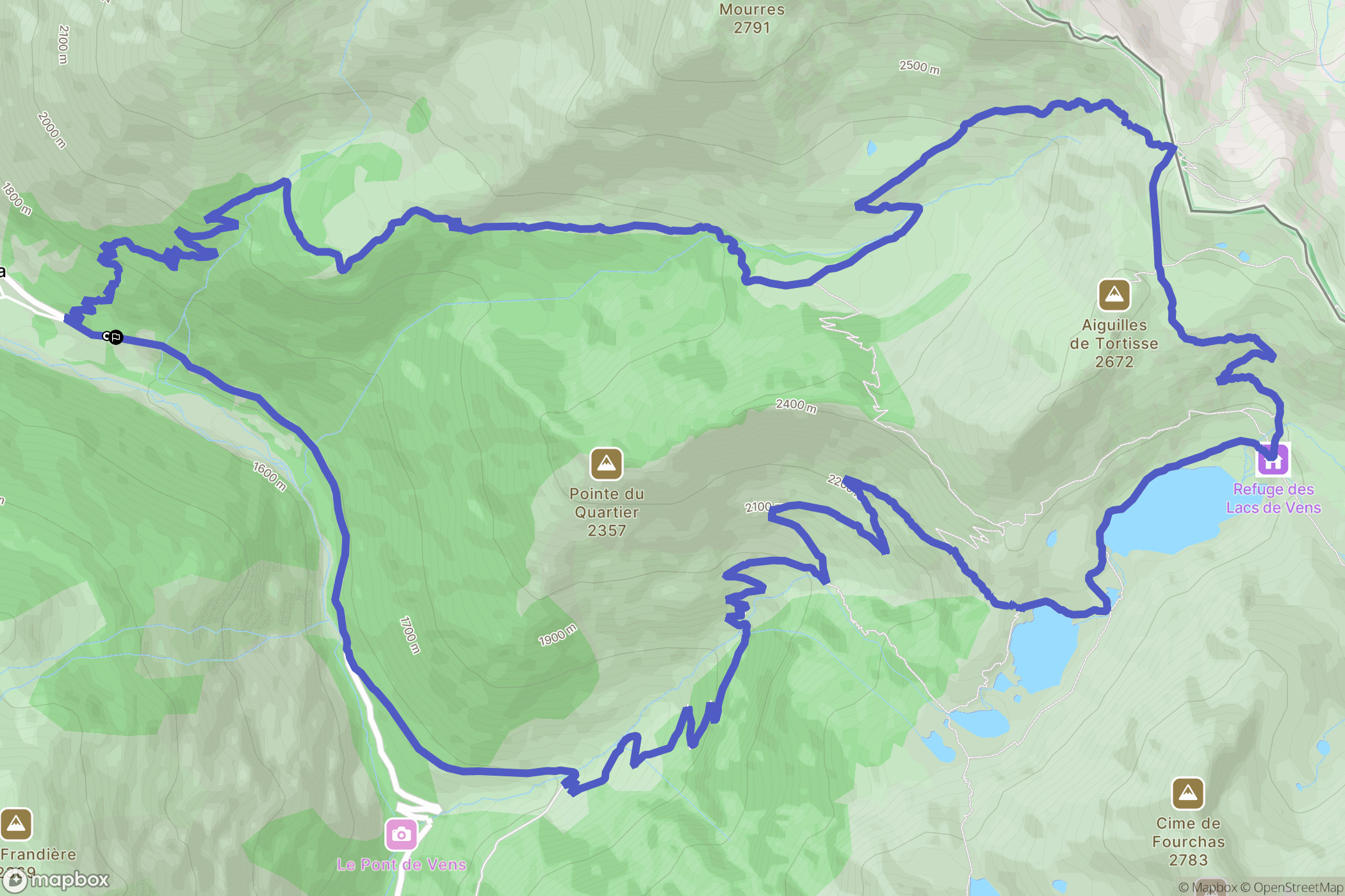 Saint-Étienne-de-Tinée : carte du parcours de randonnée - France
