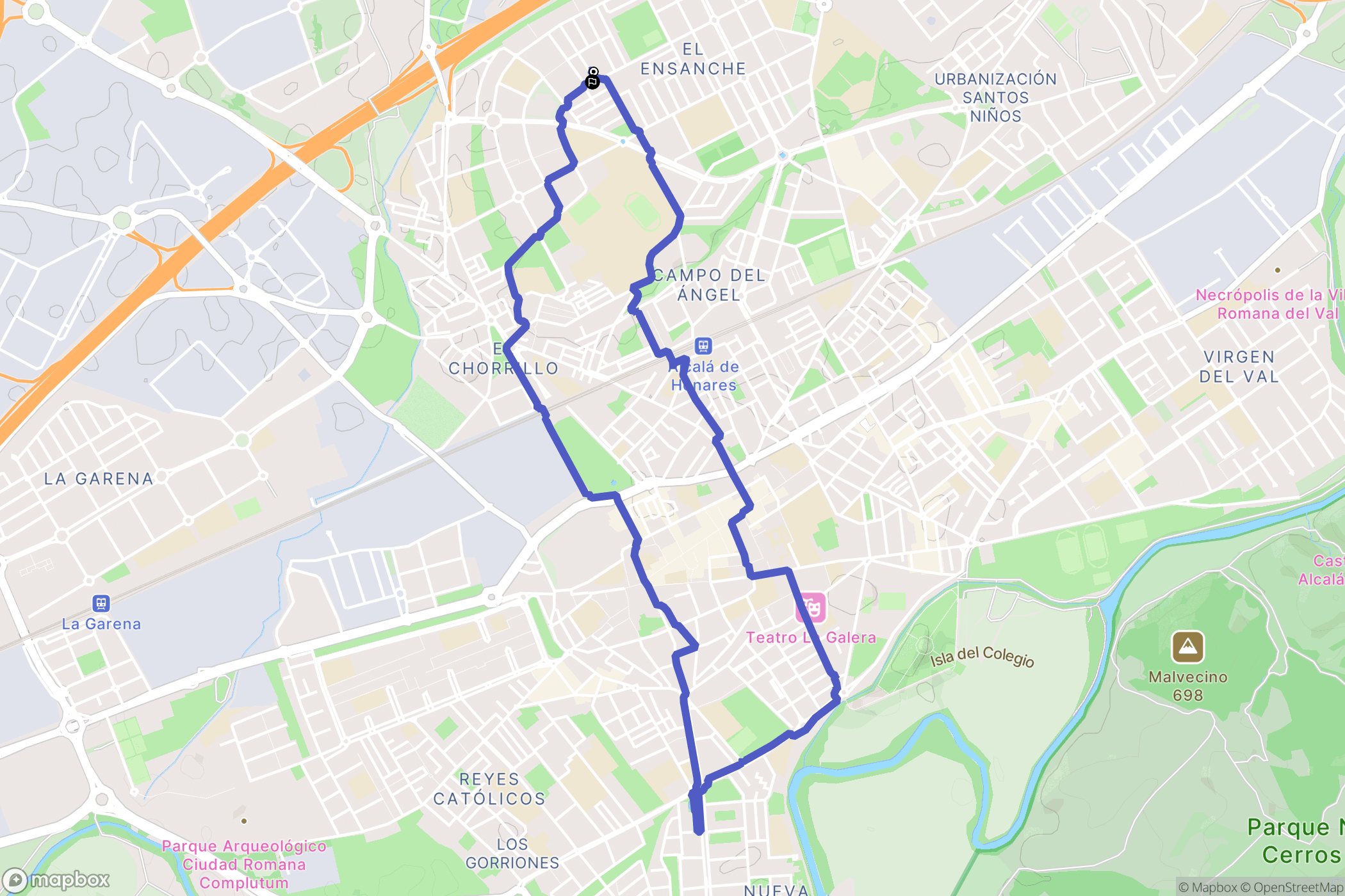 Alcalá de Henares : carte du parcours de randonnée - Spain
