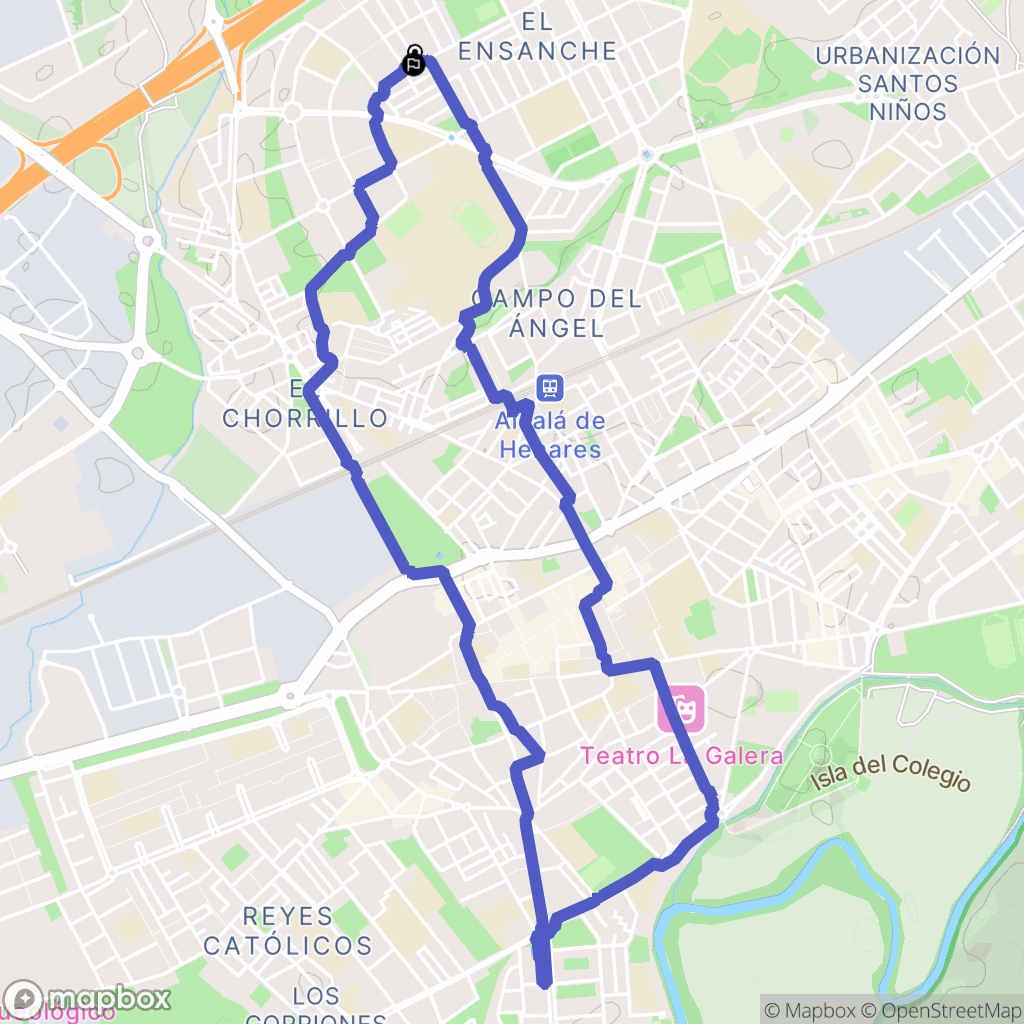 Alcalá de Henares : carte du parcours de randonnée - Spain