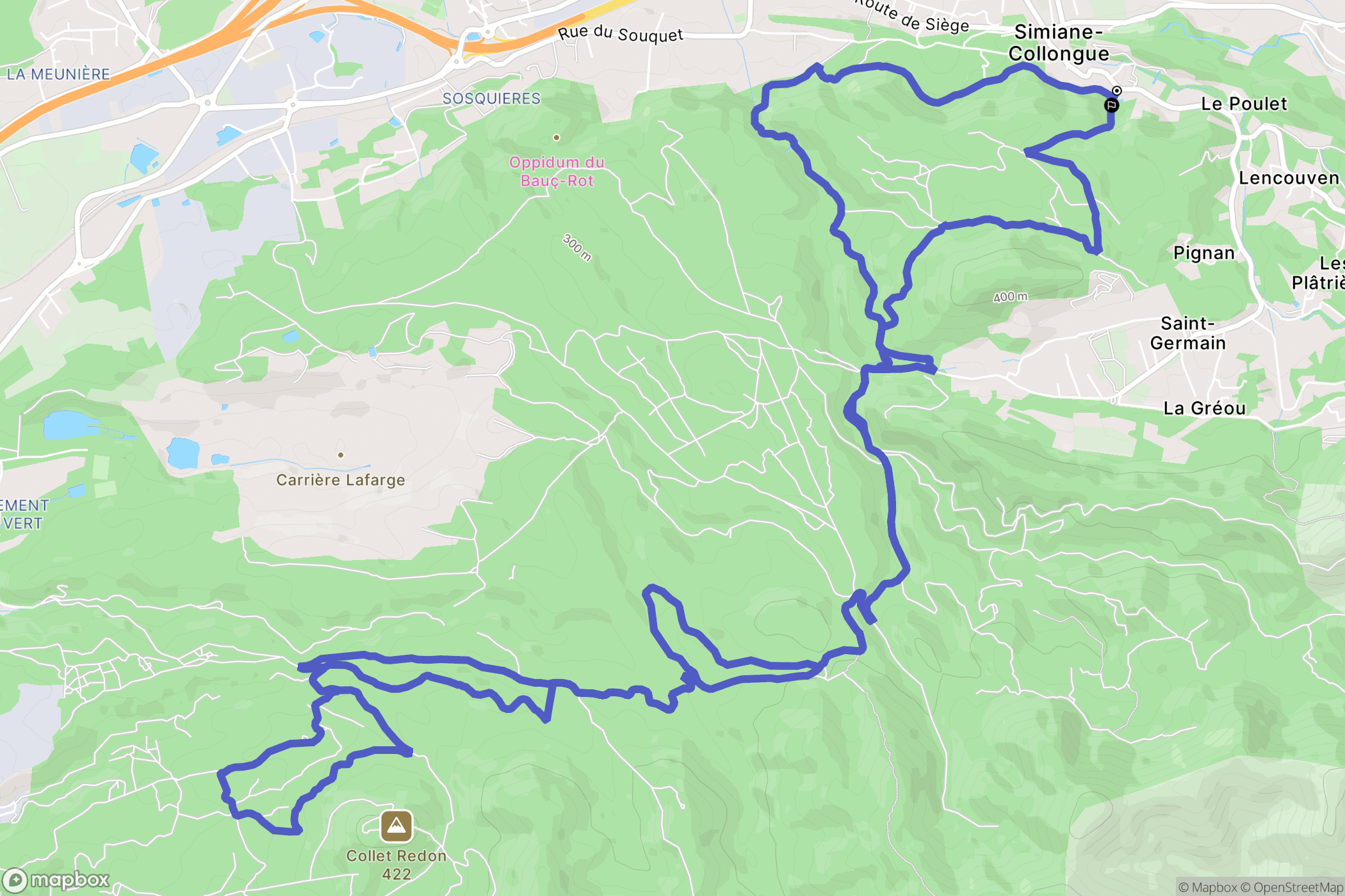 Simiane-Collongue : carte du parcours de randonnée - France