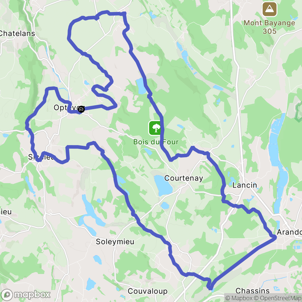 Optevoz : carte du parcours de randonnée - France