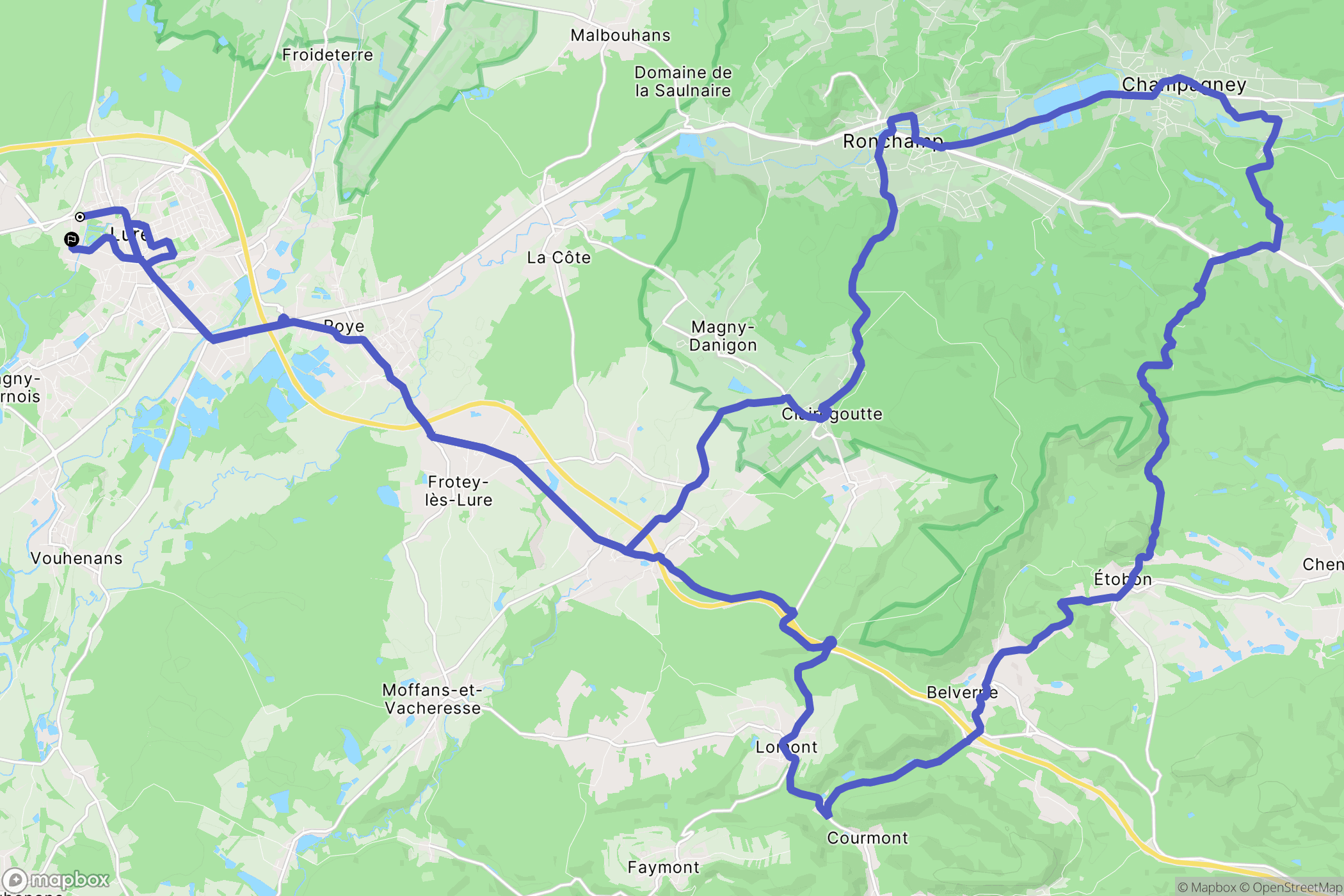 Lure : carte du parcours de randonnée - France