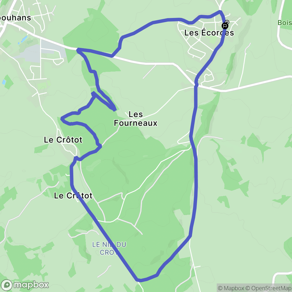 Les Écorces : carte du parcours de randonnée - France